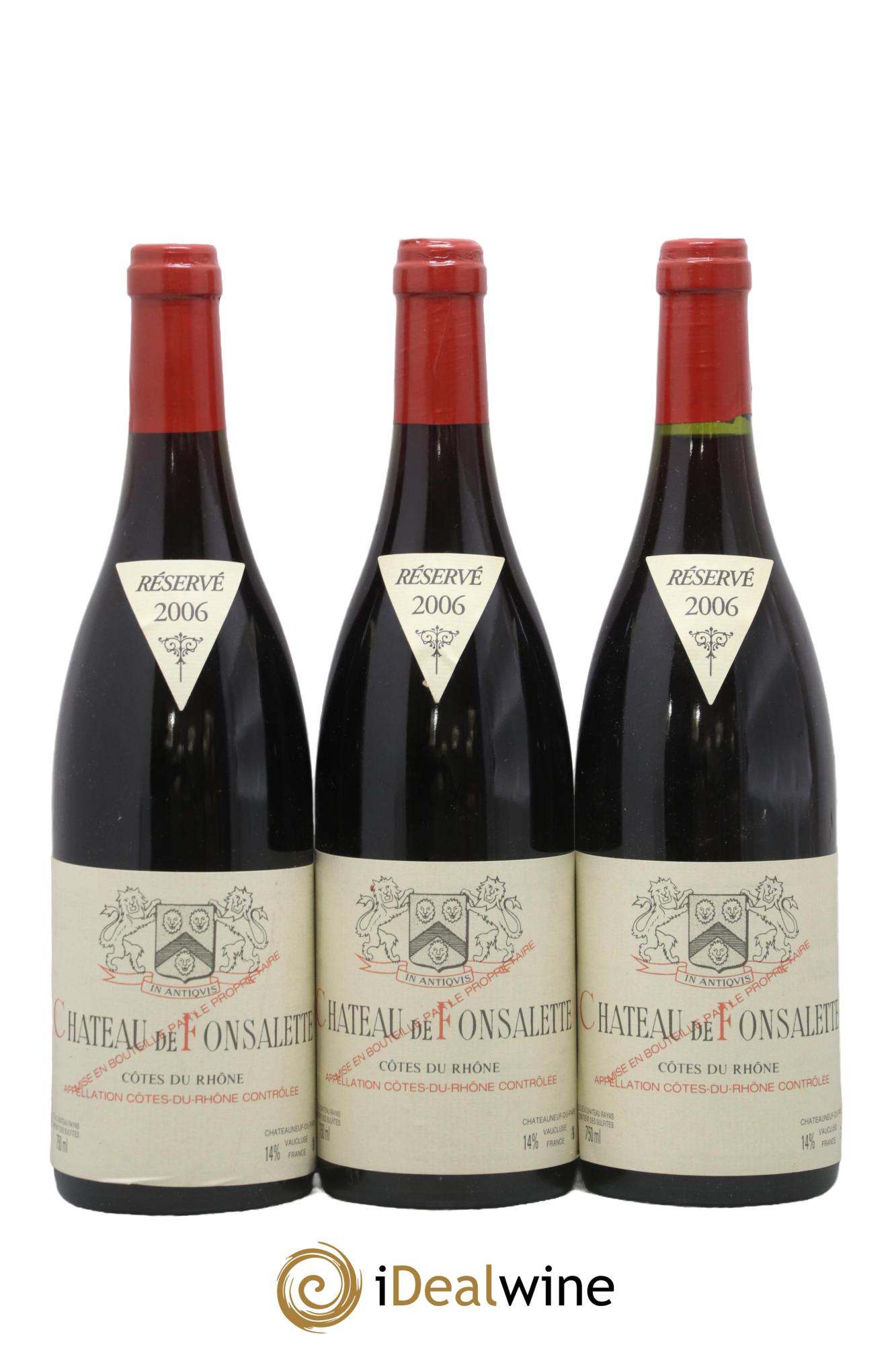Côtes-du-Rhône Château de Fonsalette Emmanuel Reynaud 2006 - Posten von 3 Flaschen - 0