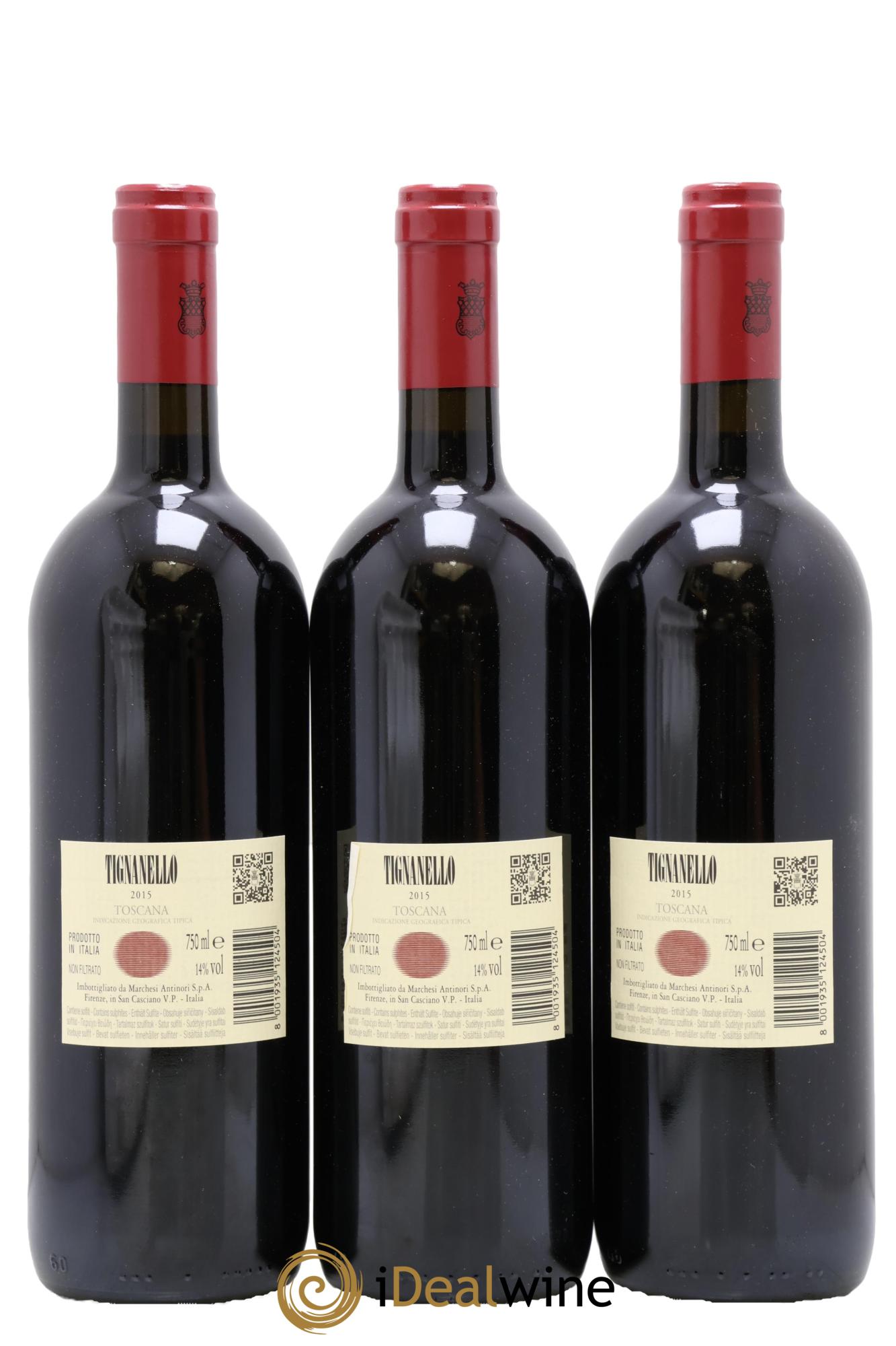 Toscana IGT Tignanello Tenuta Tignanello - Marchesi Antinori 2015 - Lot de 3 bouteilles - 1