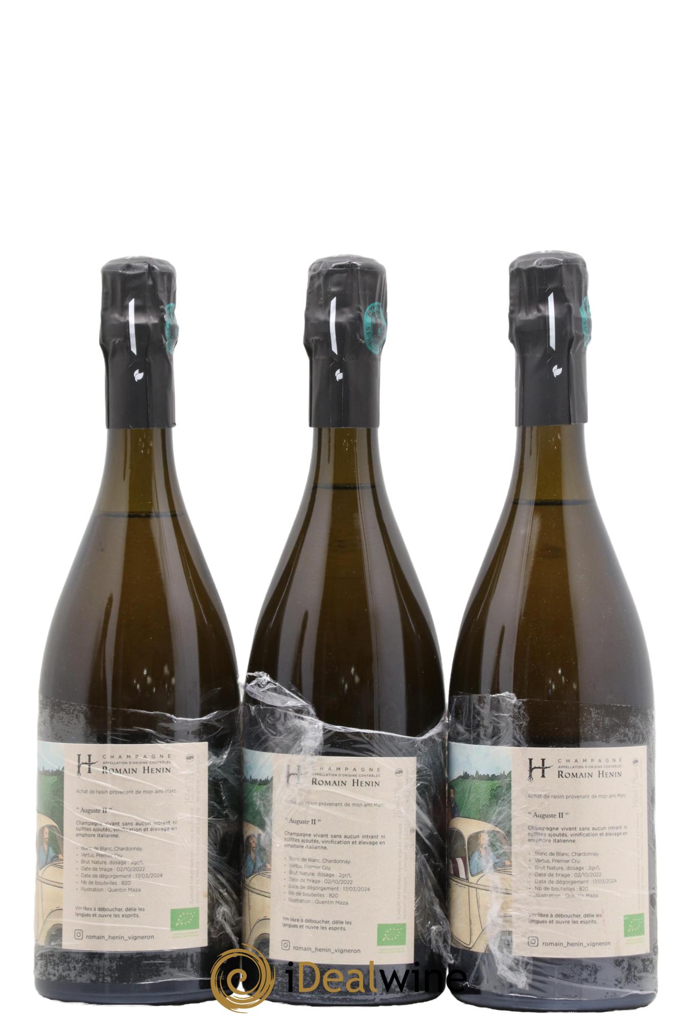 Champagne Auguste II Romain Hénin - Lotto di 3 bottiglie - 1