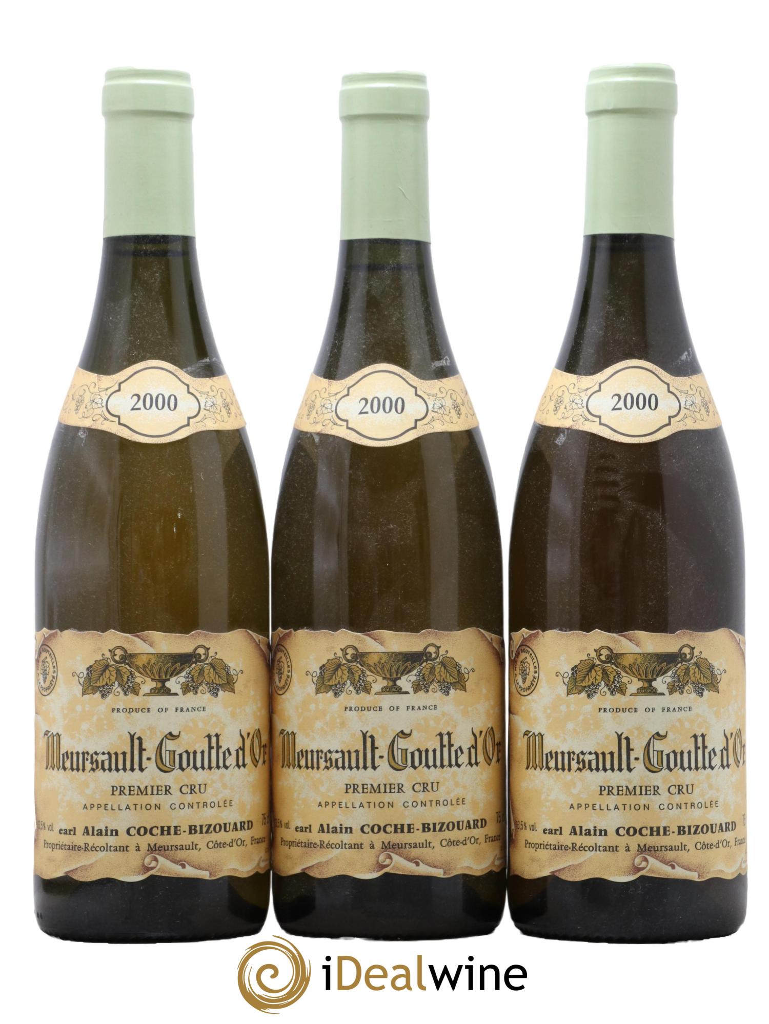 Meursault 1er Cru Goutte d'Or Alain Coche-Bizouard 2000 - Lot de 3 bouteilles - 0