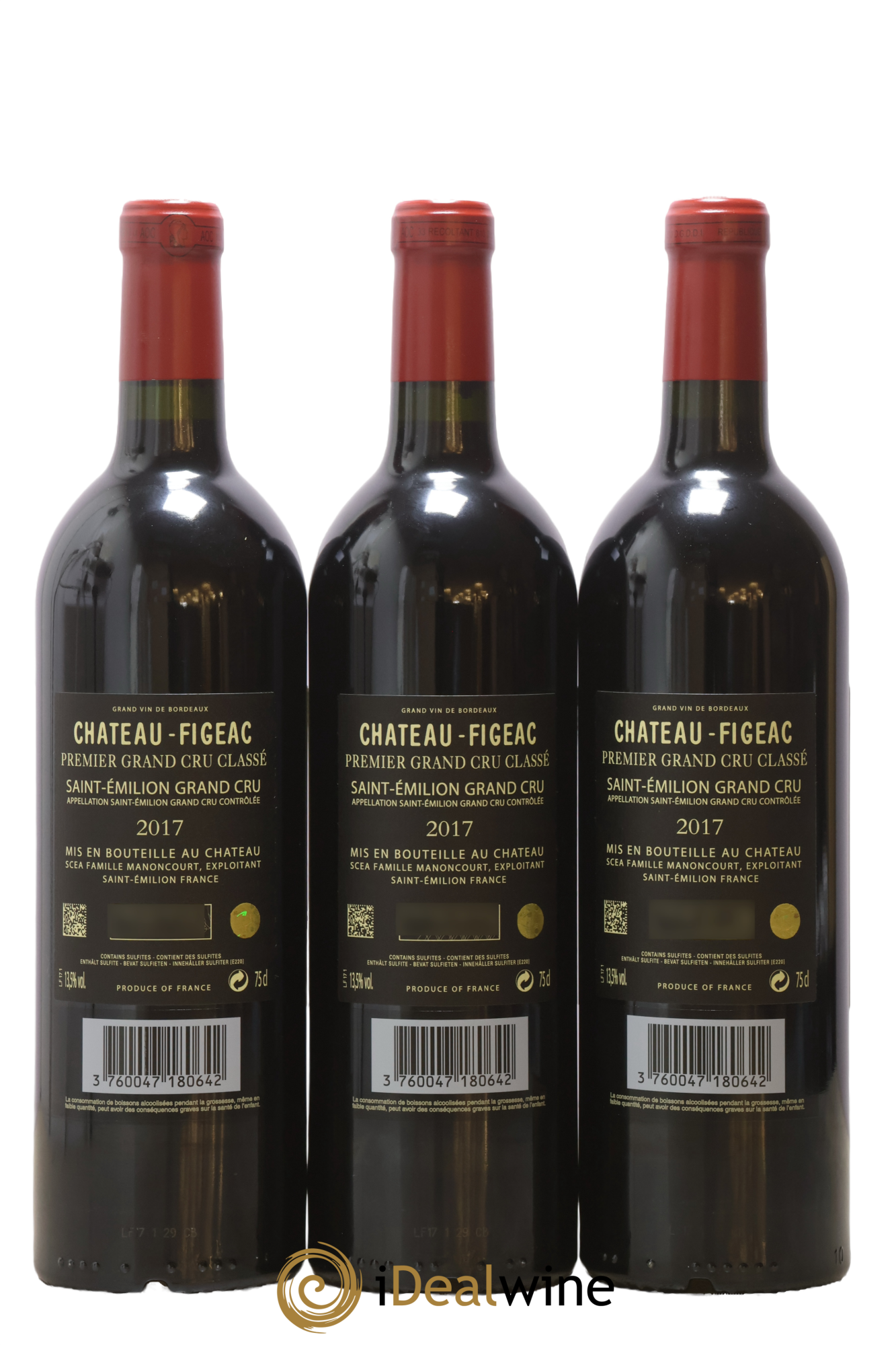 Château Figeac 1er Grand Cru Classé A 2017 - Lot of 3 bottles - 1