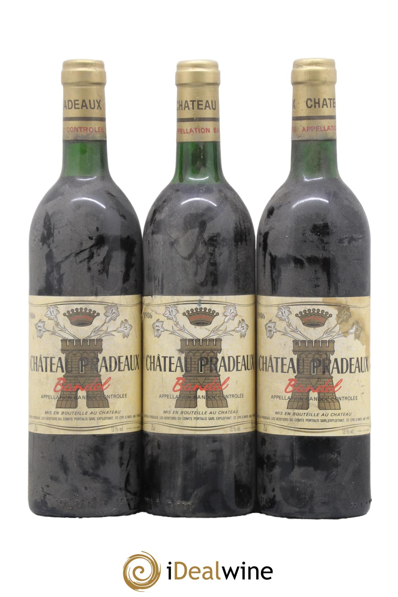 Bandol Château Pradeaux Famille Portalis 1986 - Lot de 3 bouteilles - 0