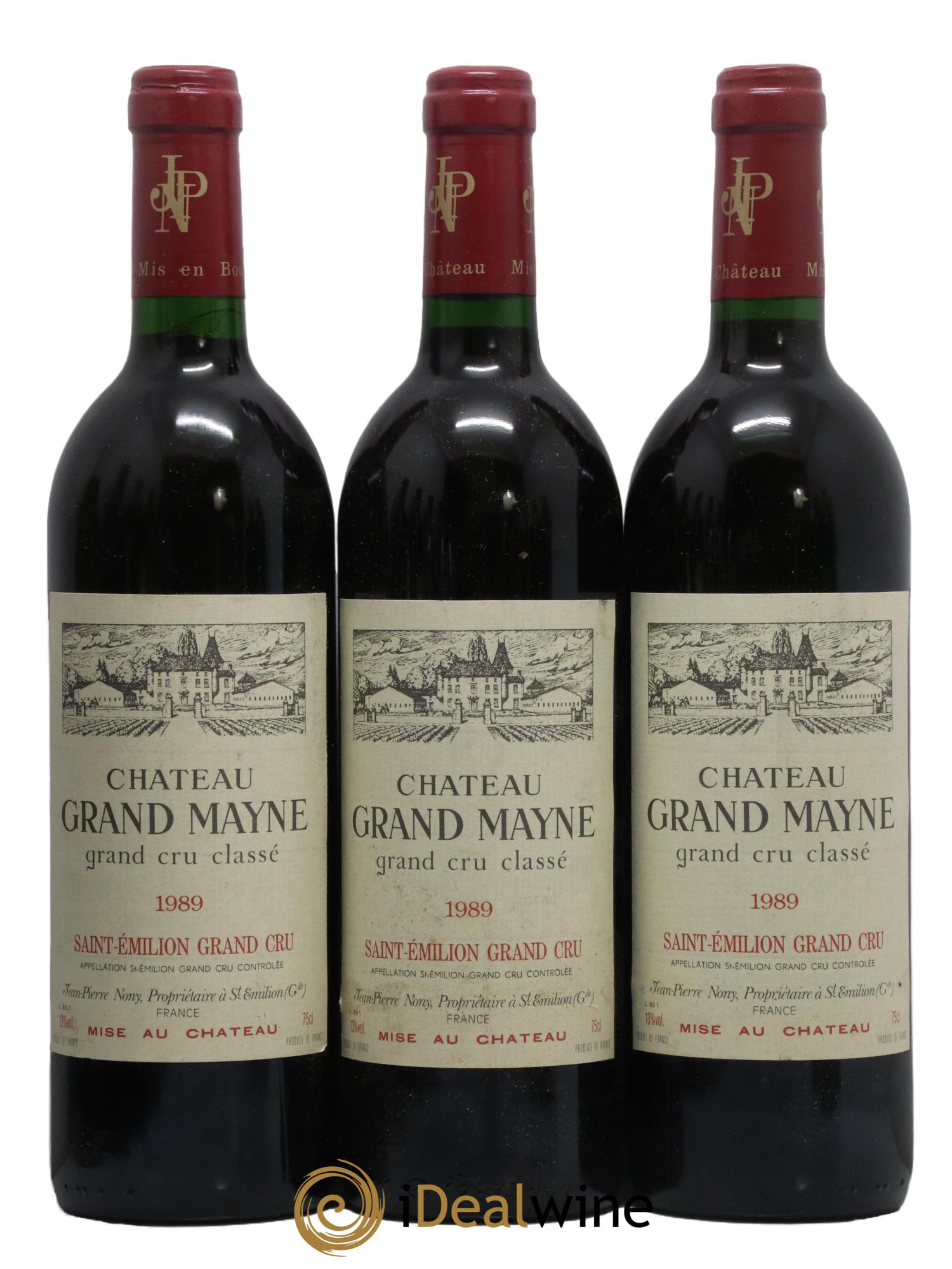 Château Grand Mayne Grand Cru Classé 1989 - Lot de 3 bouteilles - 0