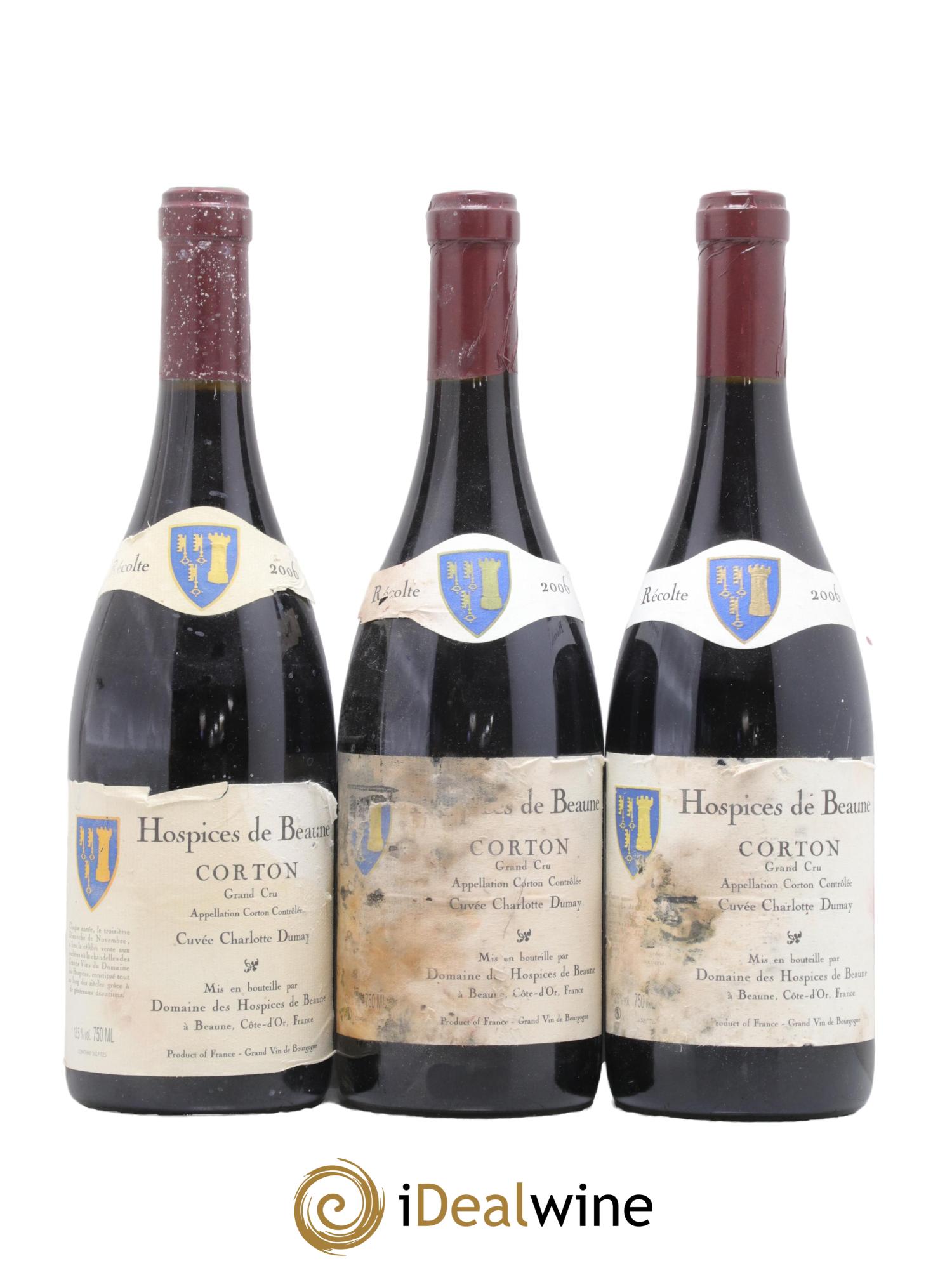 Corton Grand Cru Cuvee Charlotte Dumay Hospices de Beaune 2006 - Lot de 3 bouteilles - 0