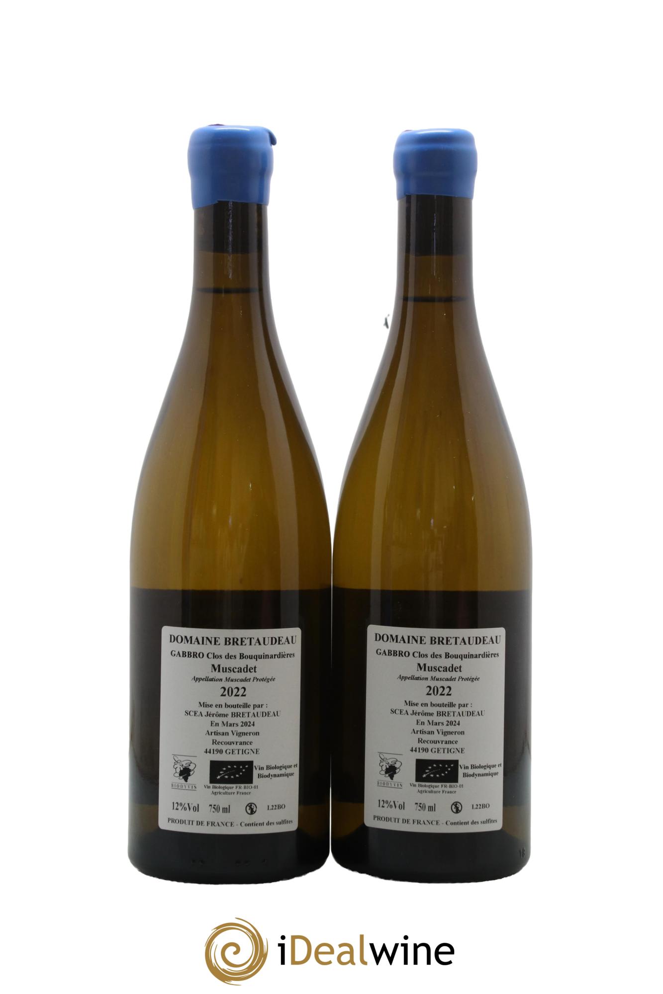 Muscadet-Sèvre-et-Maine Gabbro Clos des Bouquinardières Jérôme Bretaudeau - Domaine de Bellevue 2022 - Lotto di 2 bottiglie - 1