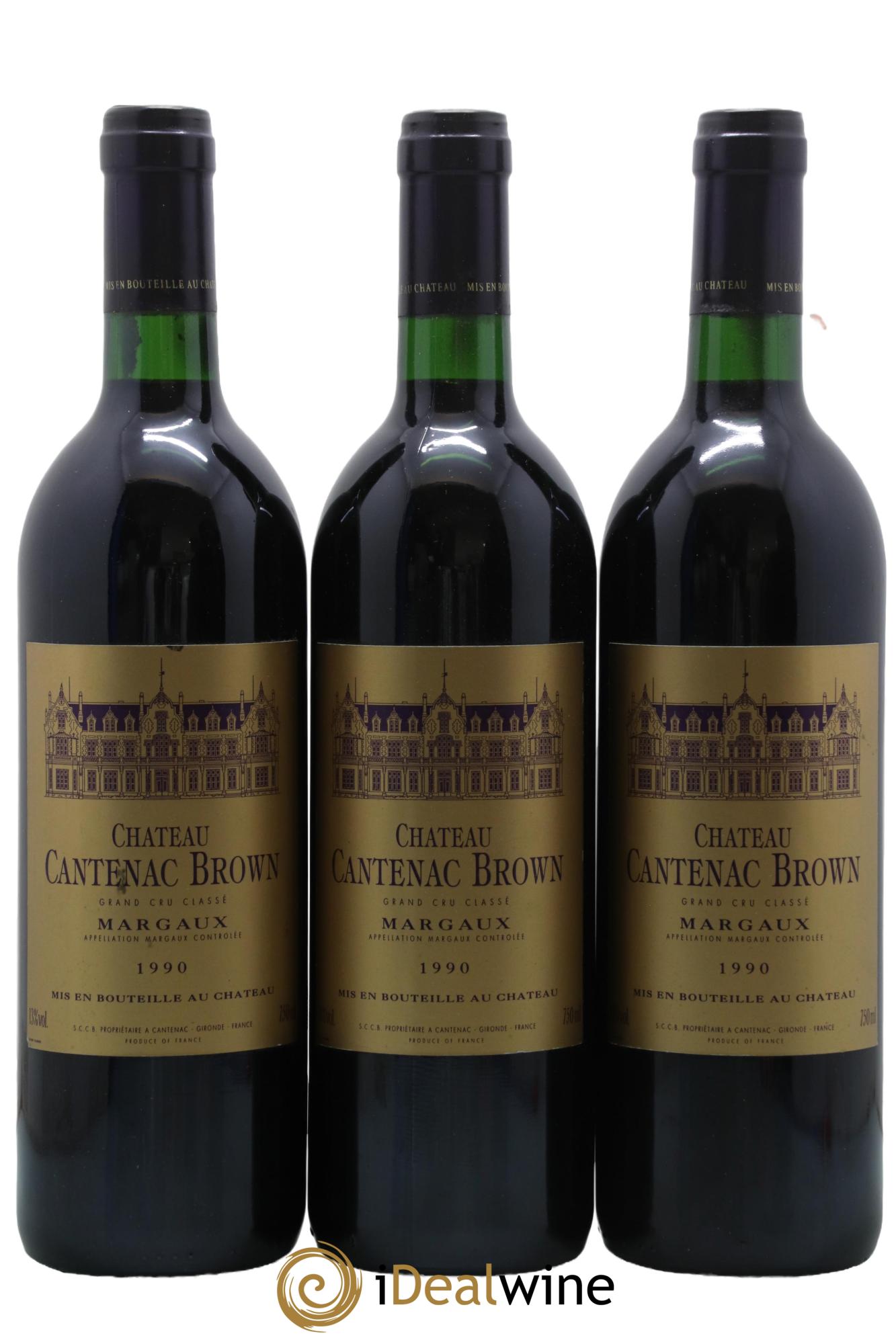 Château Cantenac Brown 3ème Grand Cru Classé 1990 - Lot de 3 bouteilles - 0