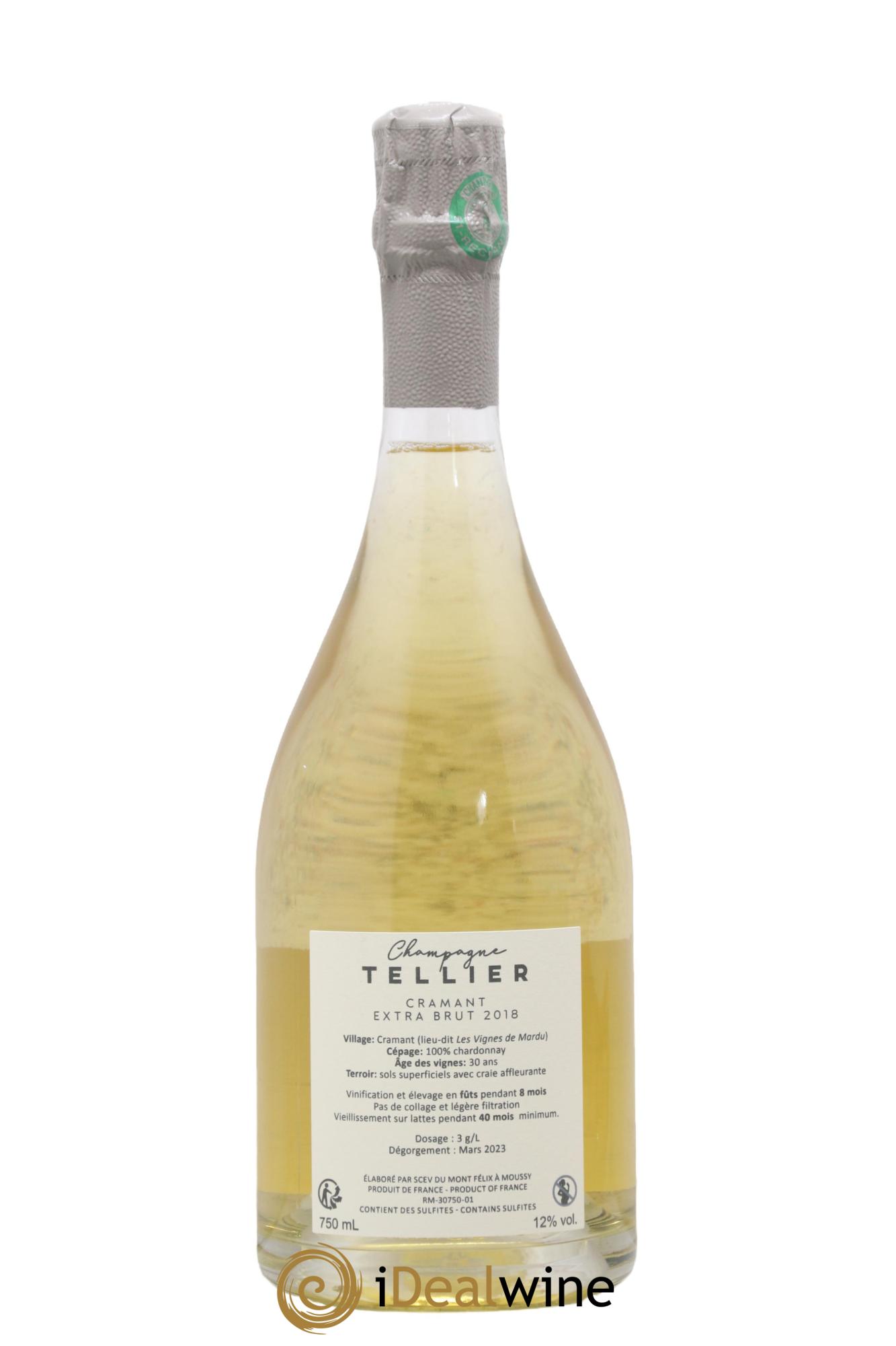 Cramant Blanc de Blancs Grand Cru Extra-Brut Tellier 2018 - Lot de 1 bouteille - 1