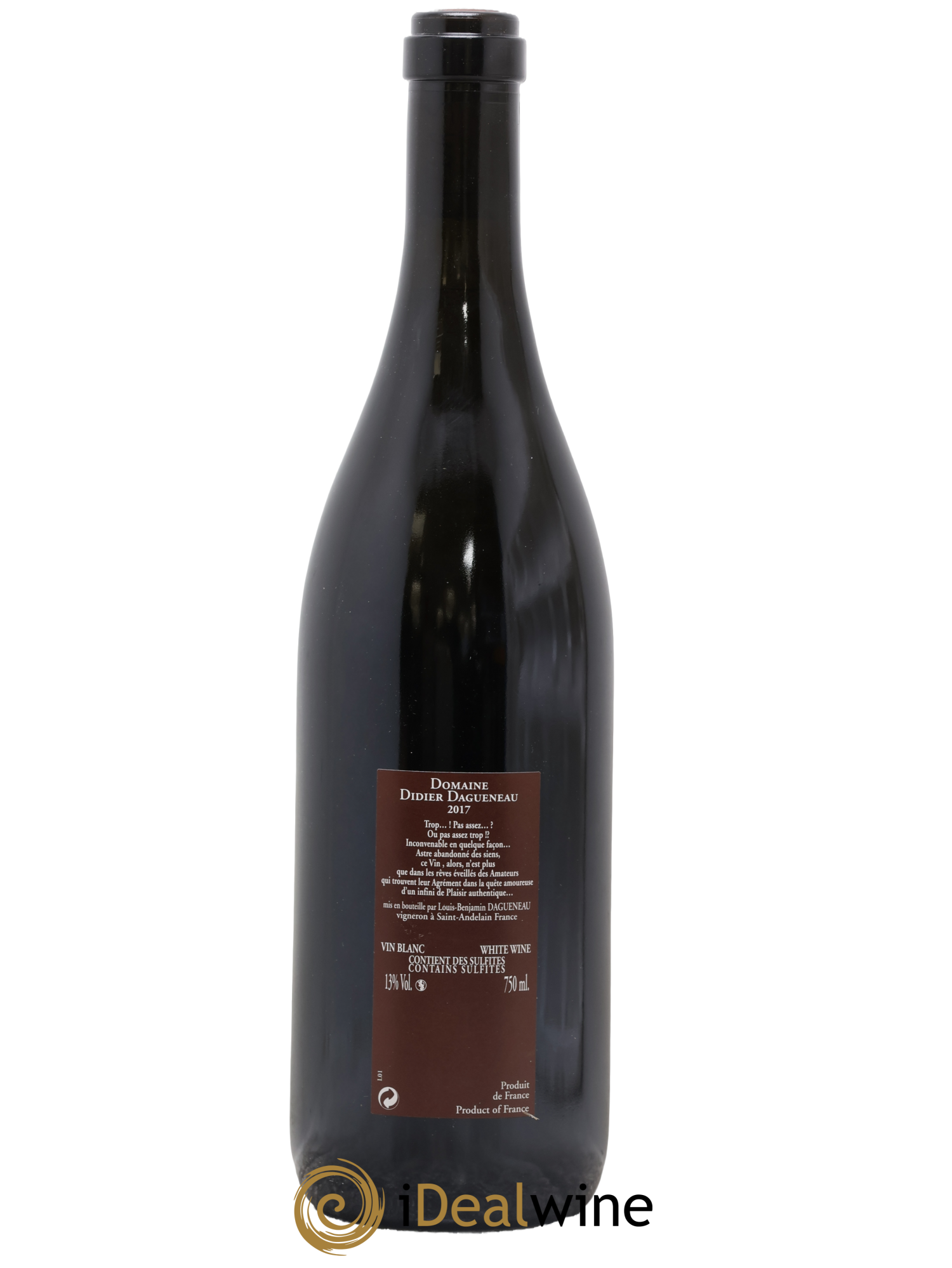 Vin de France (anciennement Pouilly-Fumé) Pur Sang Dagueneau (Domaine Didier - Louis-Benjamin) 2017 - Lot de 1 bouteille - 1