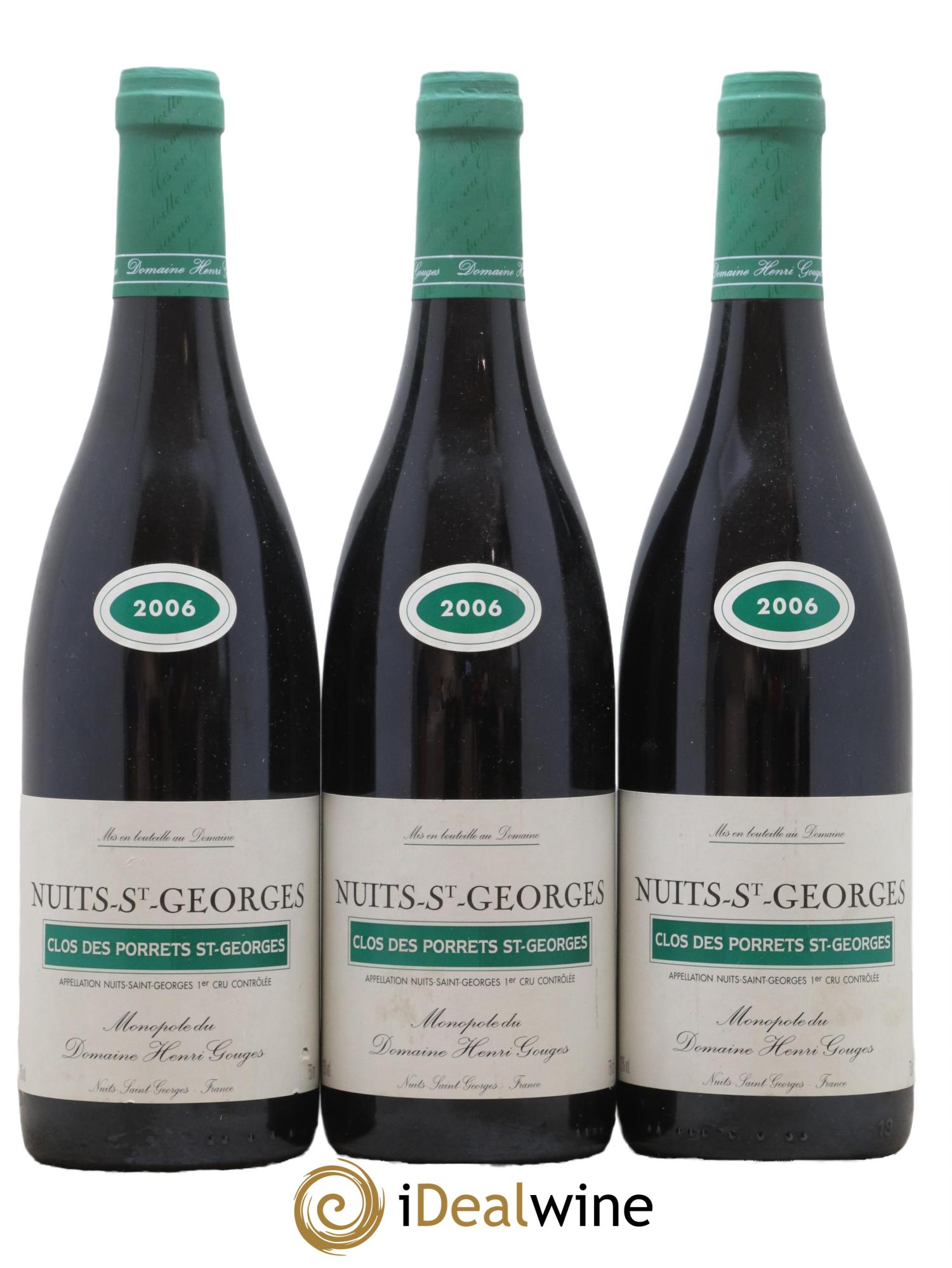 Nuits-Saint-Georges 1er Cru Clos des Porrets St Georges Henri Gouges 2006 - Posten von 3 Flaschen - 0