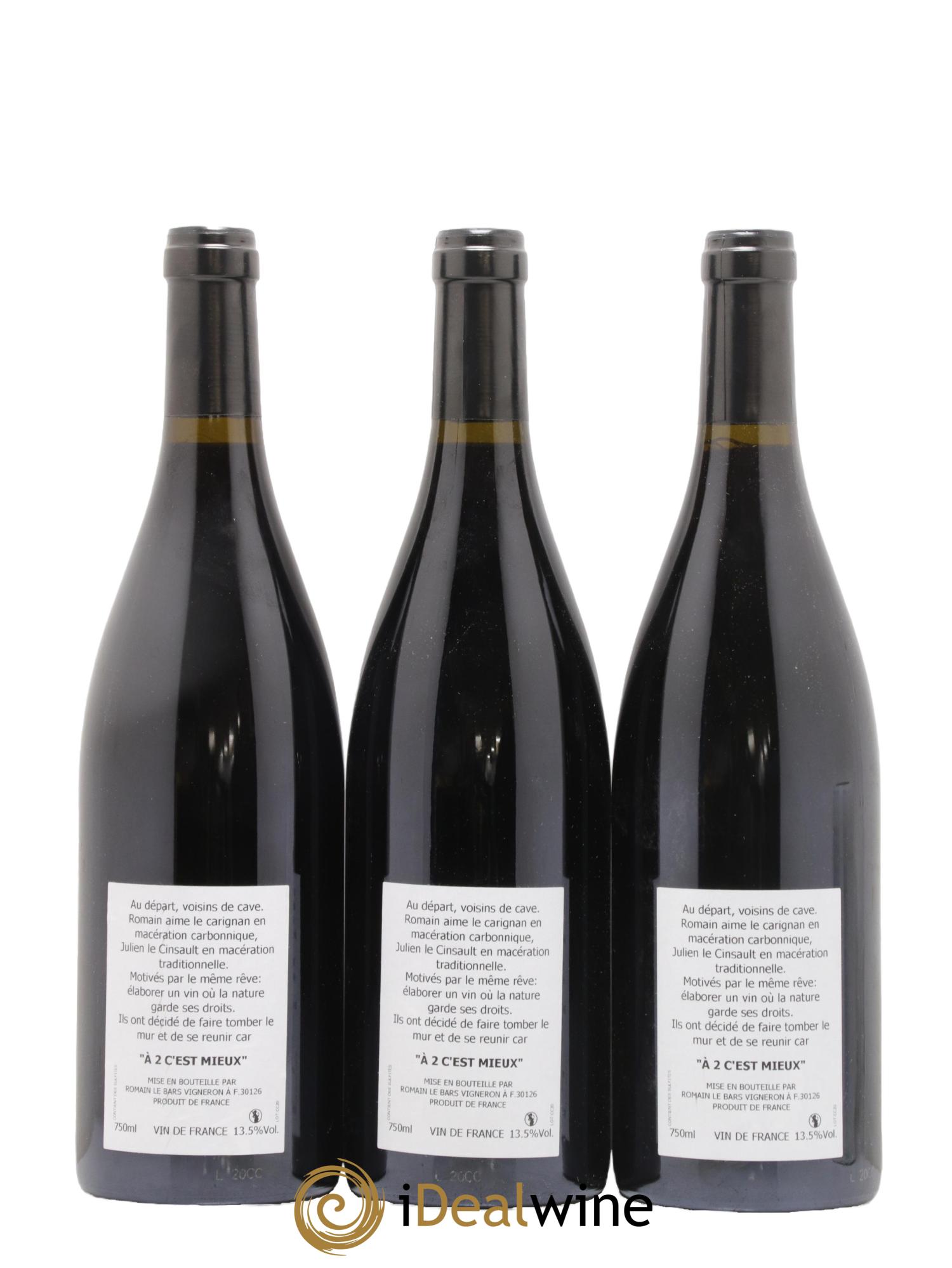 Vin de France A 2 C'est Mieux Romain Le Bars  2020 - Lot of 3 bottles - 1