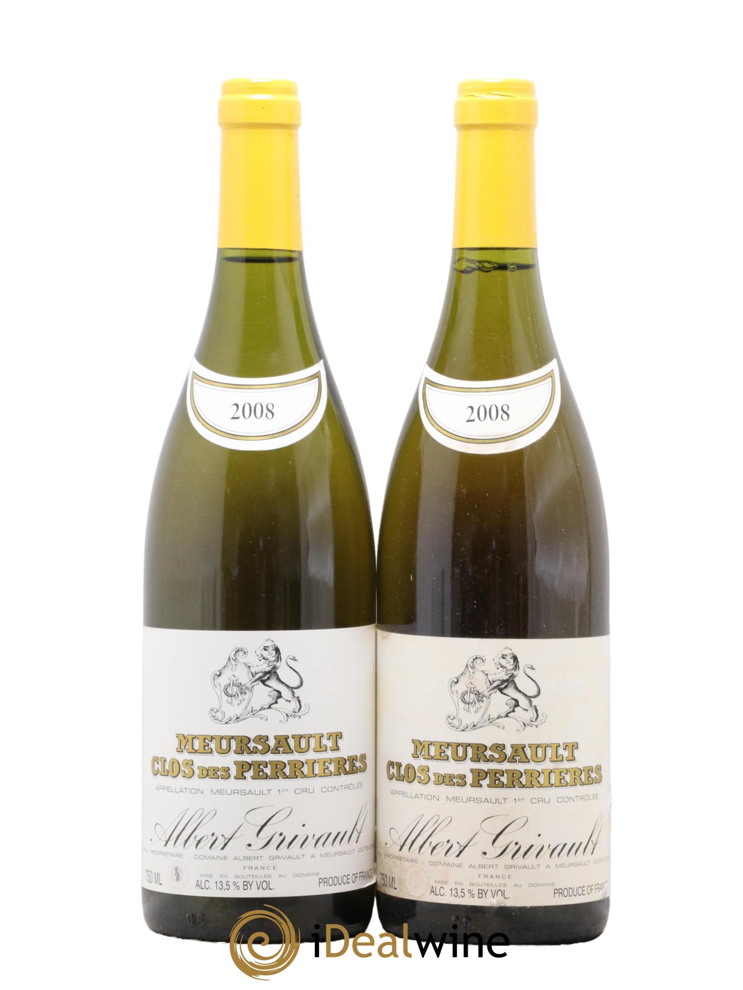Meursault 1er Cru Clos des Perrières Monopole Albert Grivault 2008 - Lot de 2 bouteilles - 0