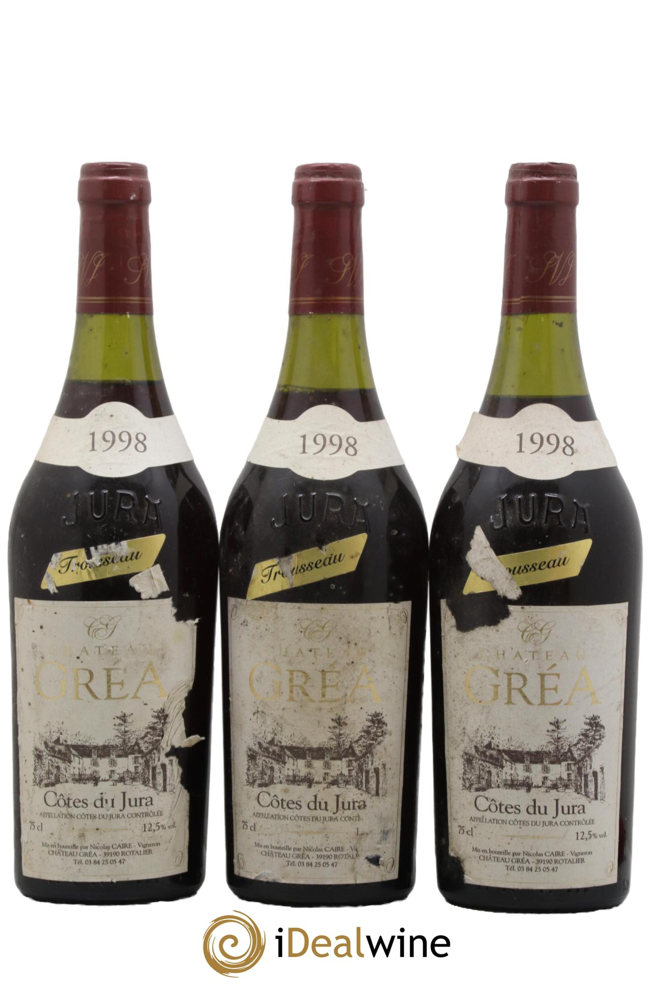 Côtes du Jura Trousseau Château Grea 1998 - Lot de 3 bouteilles - 0