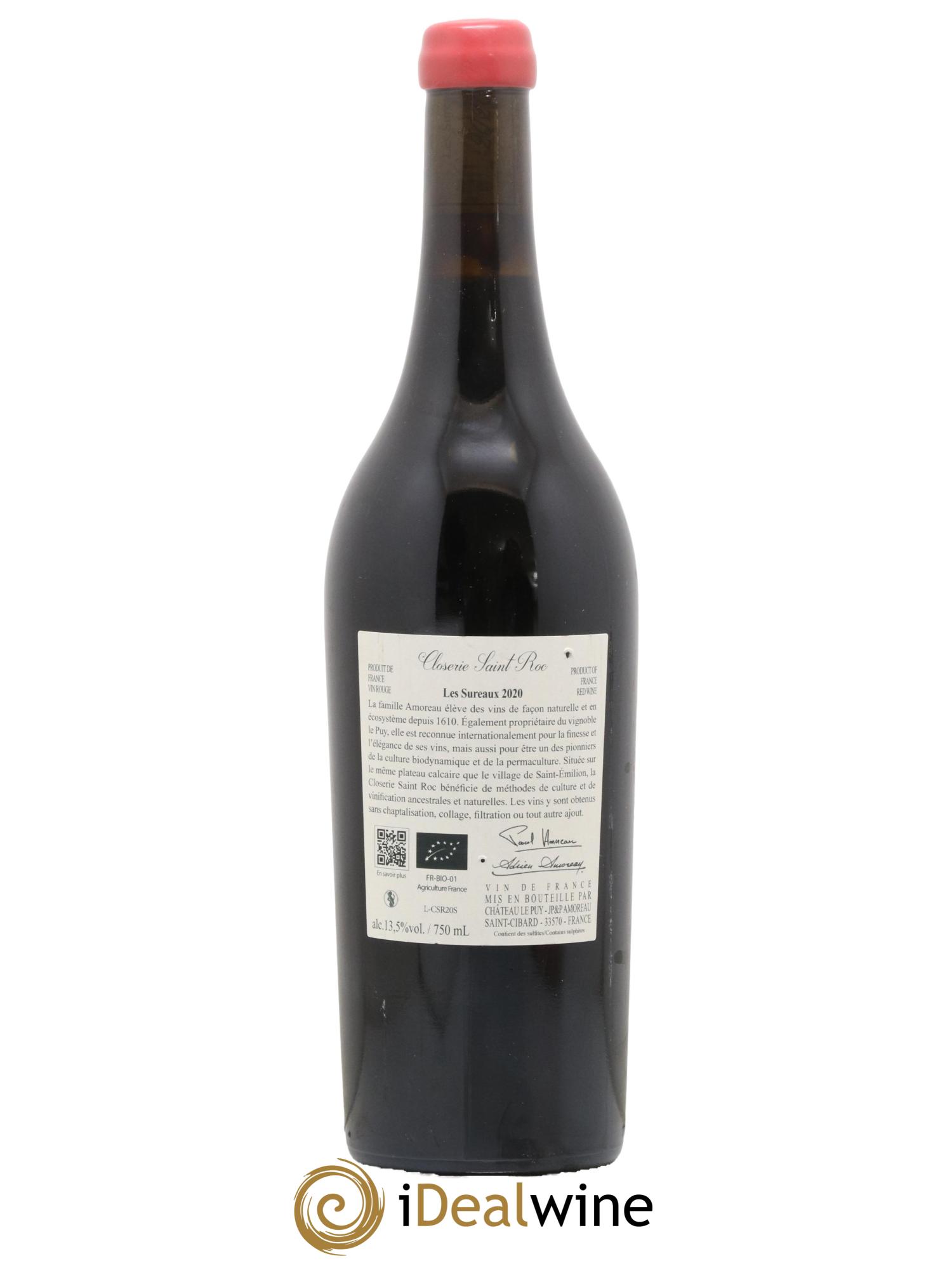 Vin de France Les Sureaux Closerie Saint Roc 2020 - Lot de 1 bouteille - 1