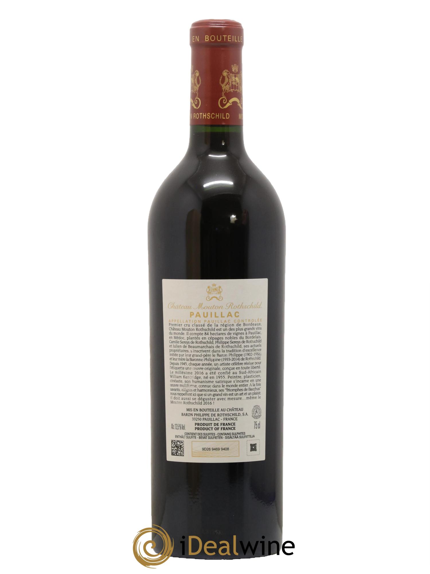 Château Mouton Rothschild 1er Grand Cru Classé 2016 - Lot de 1 bouteille - 2