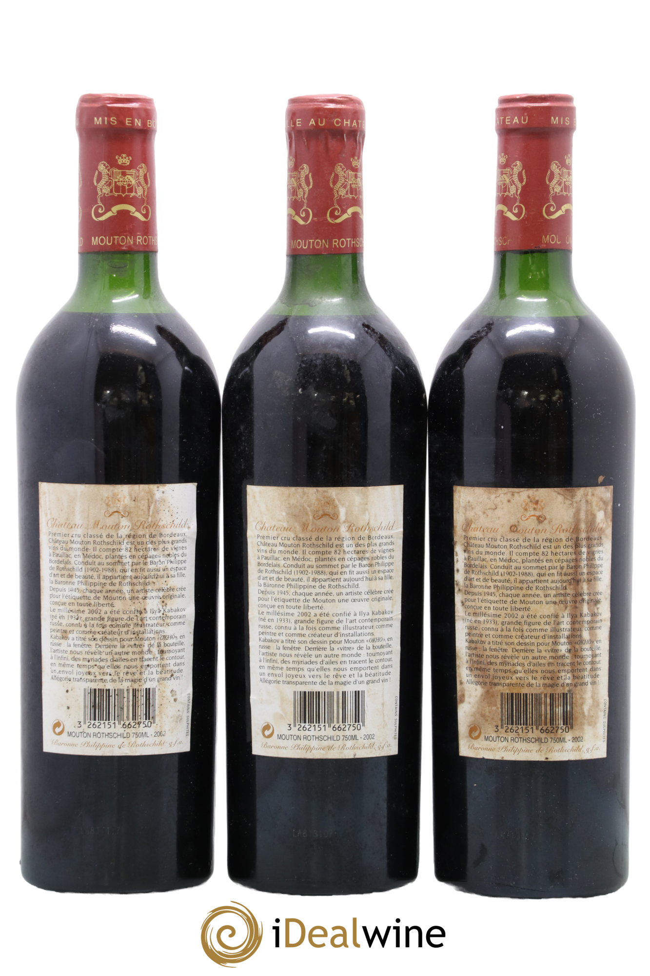 Château Mouton Rothschild 1er Grand Cru Classé 2002 - Lot of 3 bottles - 1
