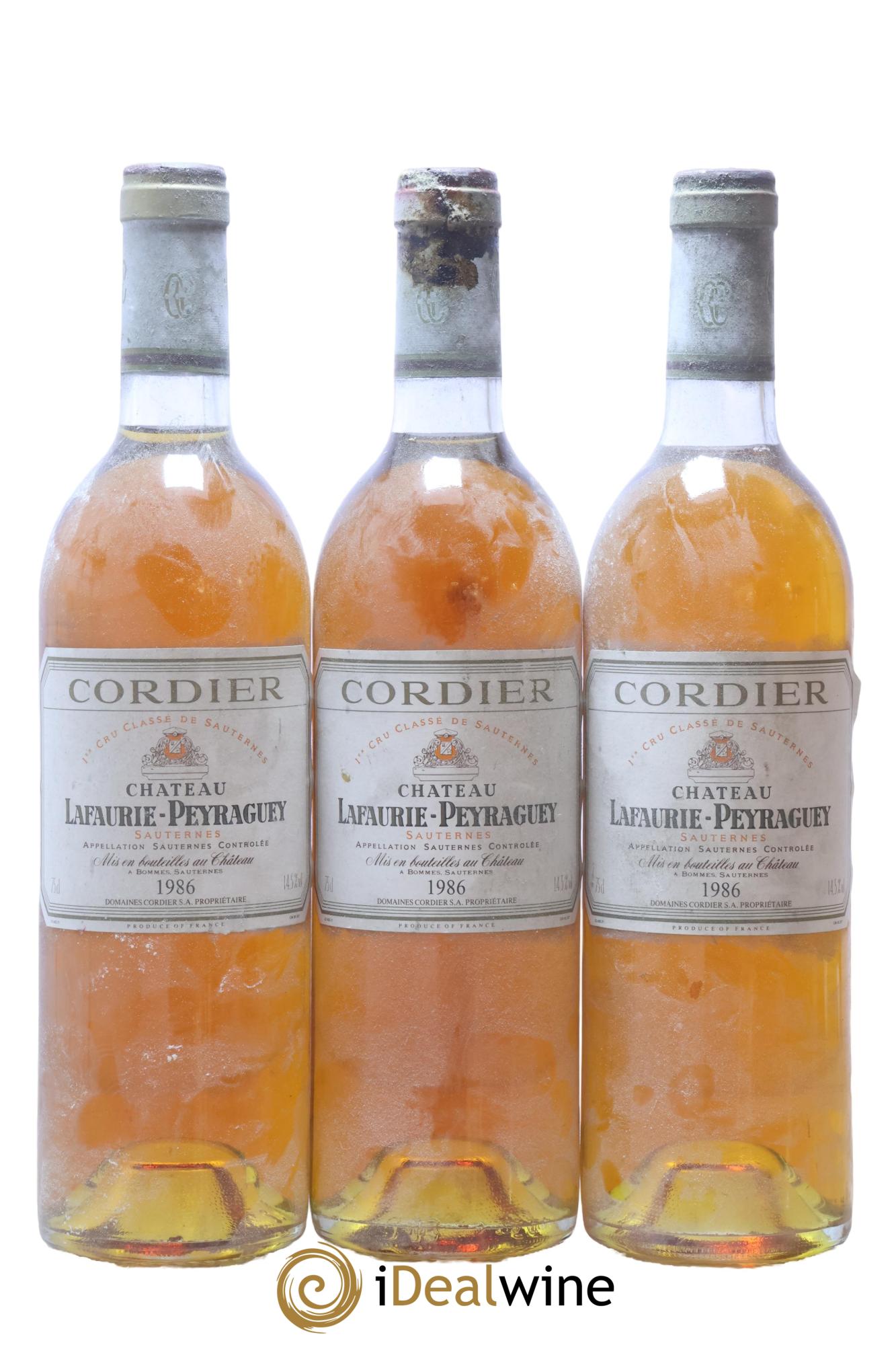 Château Lafaurie-Peyraguey 1er Grand Cru Classé 1986 - Posten von 3 Flaschen - 0