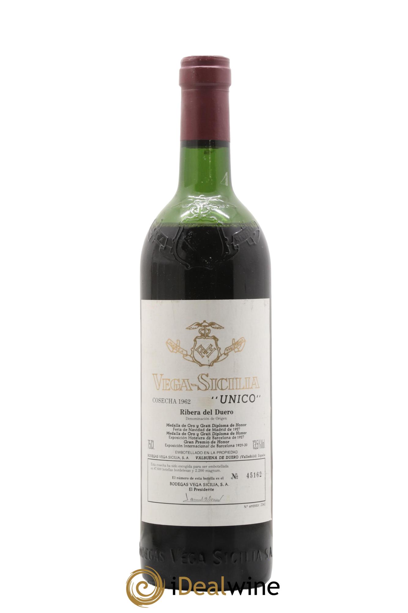 Ribera Del Duero DO Vega Sicilia Unico Famille Alvarez 1962 - Lot de 1 bouteille - 0