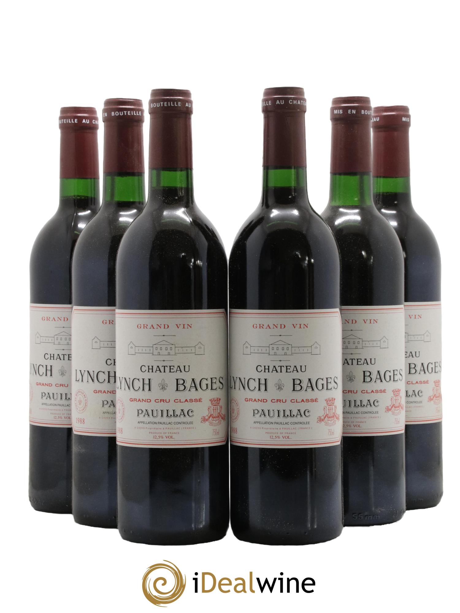 Château Lynch Bages 5ème Grand Cru Classé 1988 - Lot de 6 bouteilles - 0