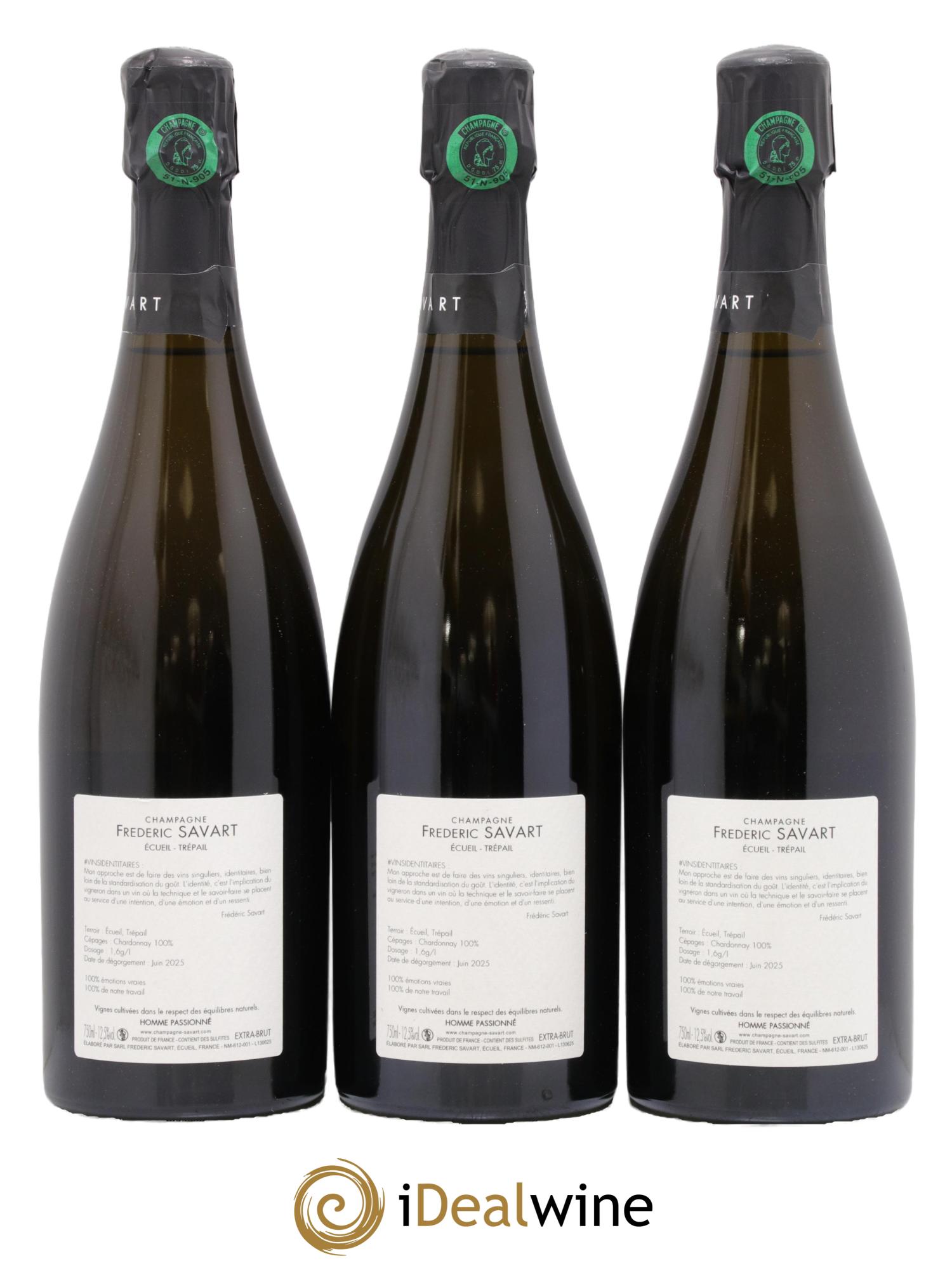 Extra Brut Premier Cru Blanc de Blancs - Ecueil Trepail Frédéric Savart - Posten von 3 Flaschen - 1