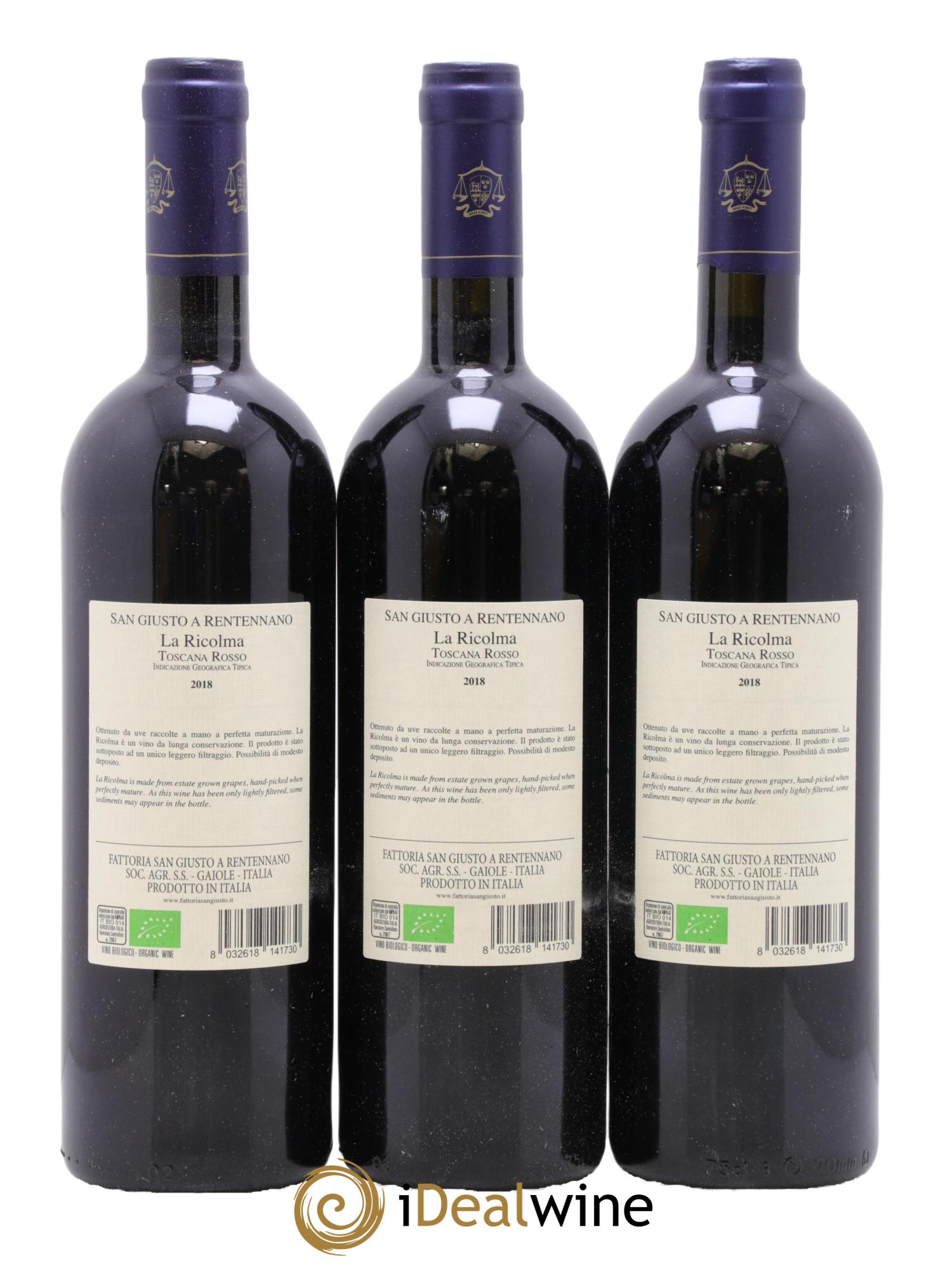 Merlot di Toscana IGT San Giusto A Rentennano La Ricolma Famille Martini di Cigala 2018 - Lot de 6 bouteilles - 4