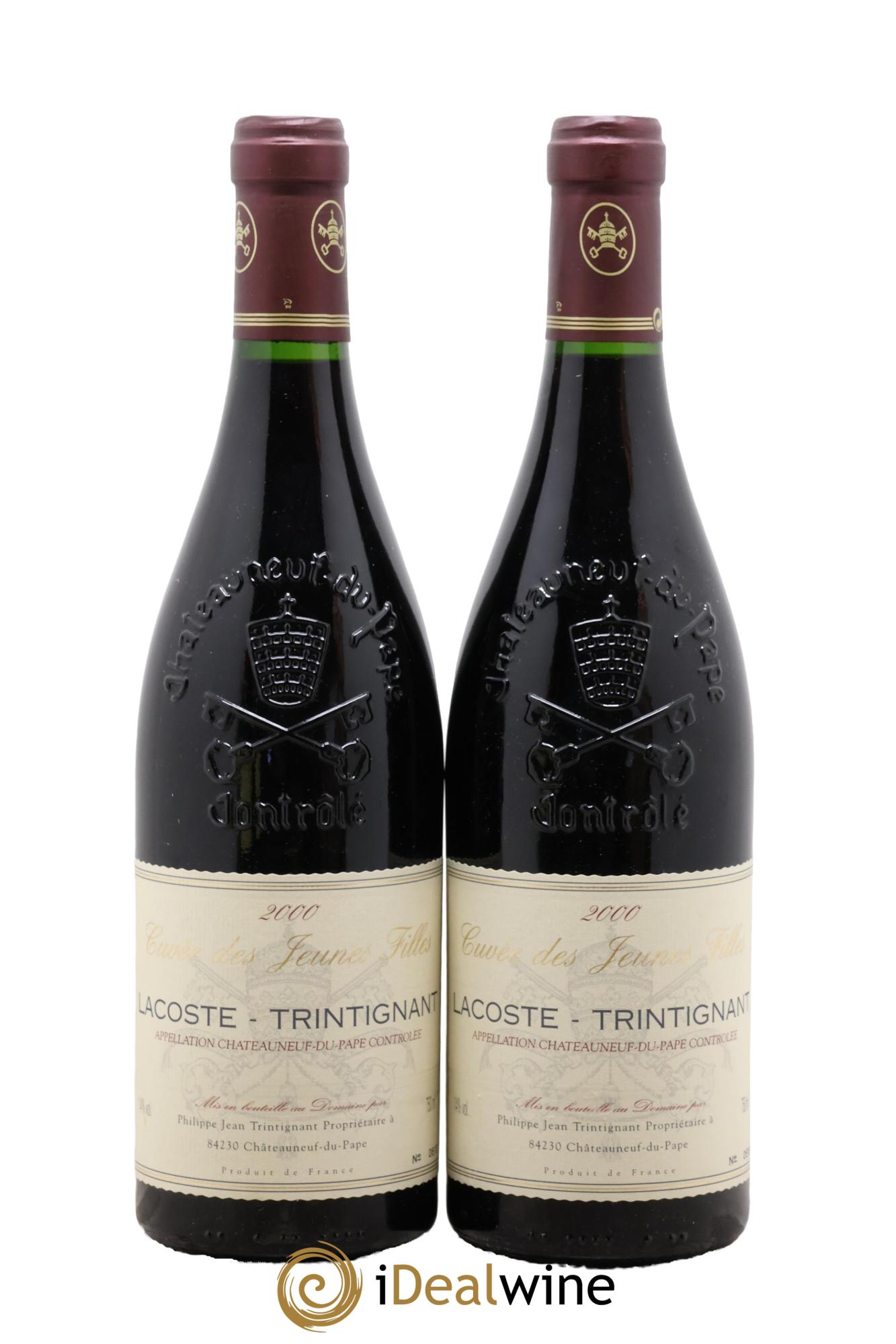 Châteauneuf-du-Pape Cuvée des jeunes filles Lacoste Trintignant 2000 - Lotto di 2 bottiglie - 0