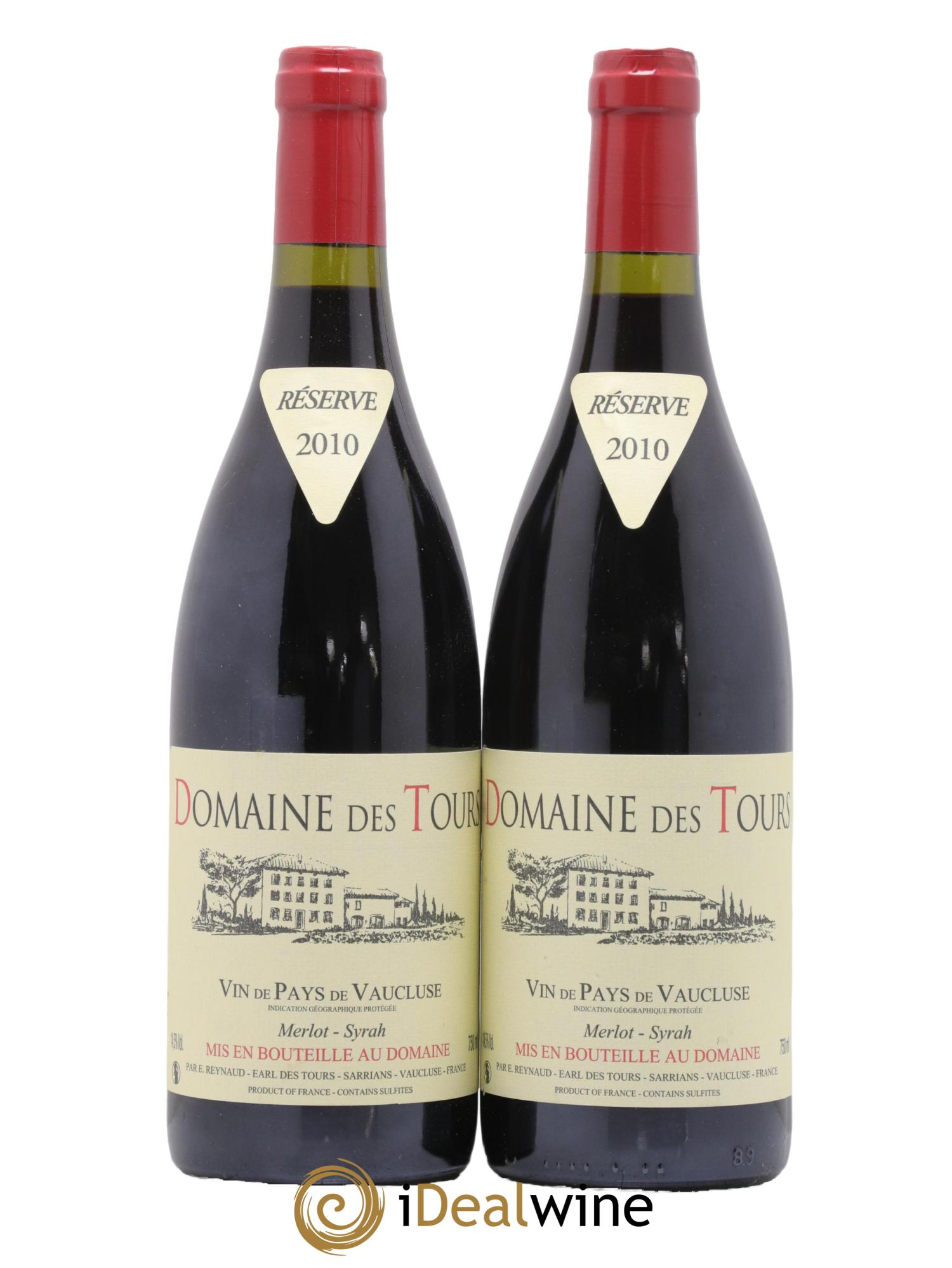 Vaucluse Domaine des Tours Merlot-Syrah Emmanuel Reynaud 2010 - Lot de 2 bouteilles - 0