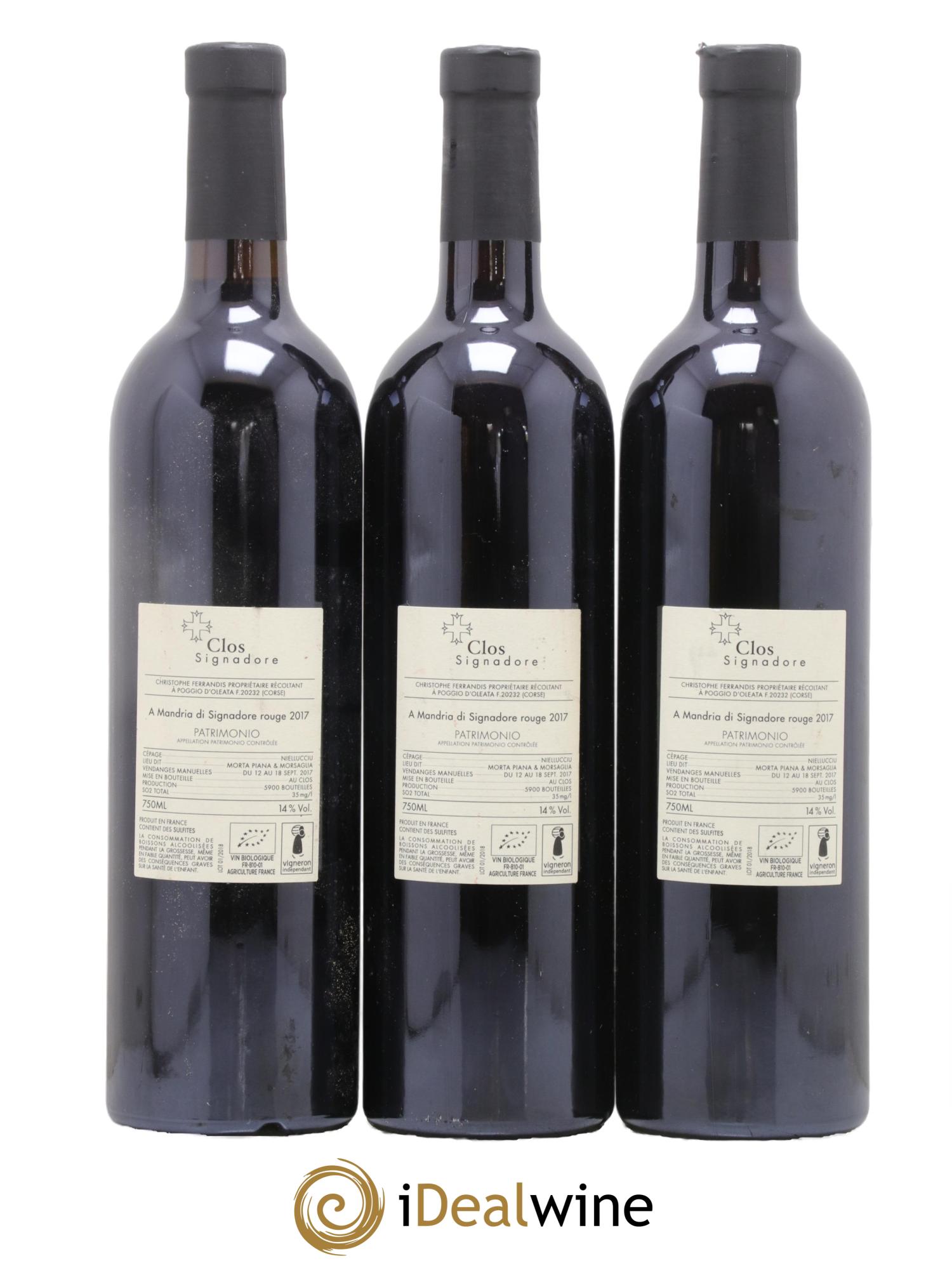 Patrimonio Clos Signadore  A Mandria Christophe Ferrandis 2017 - Posten von 3 Flaschen - 1