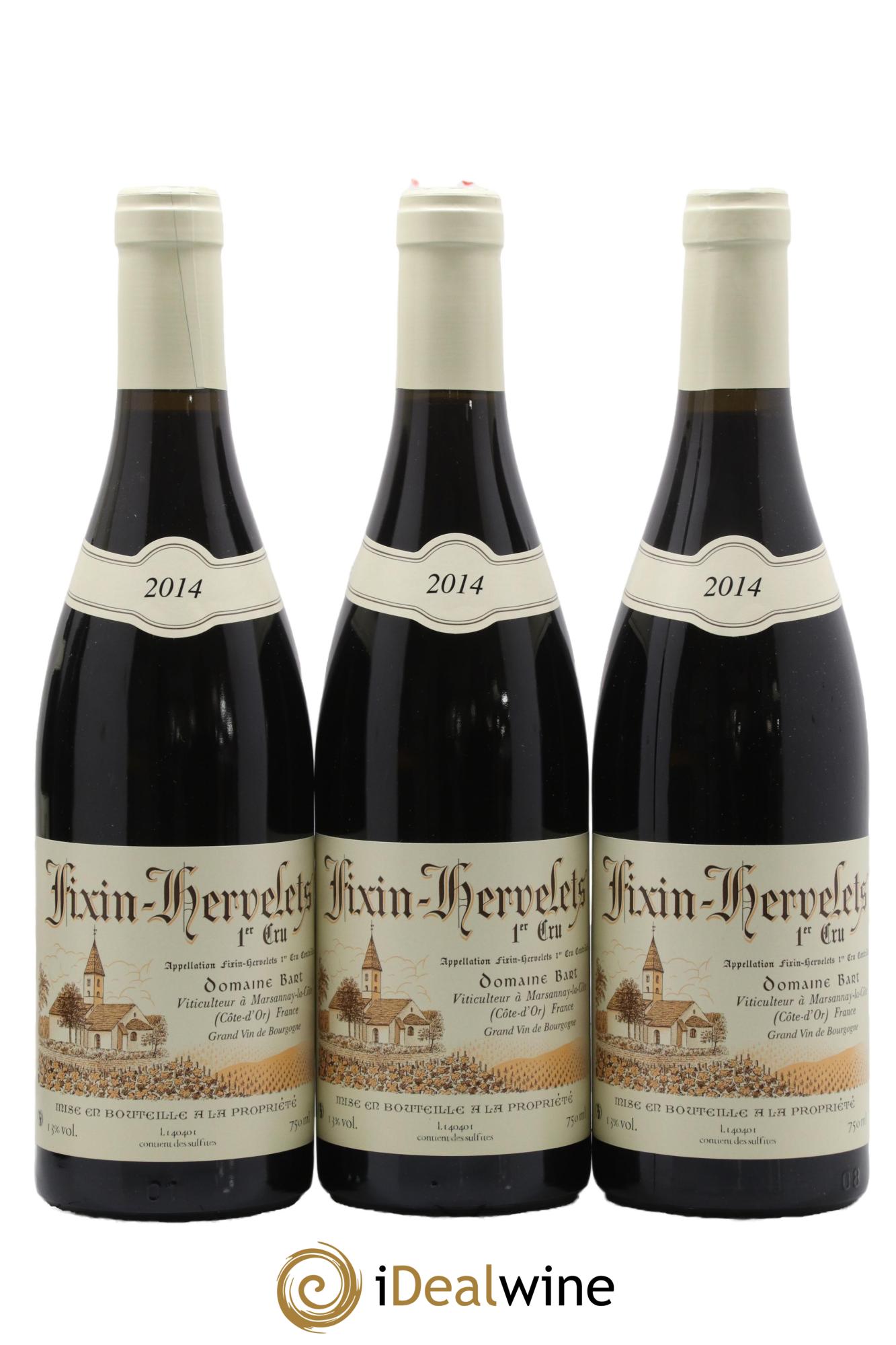 Fixin 1er Cru Hervelets Bart (Domaine) 2014 - Lotto di 3 bottiglie - 0