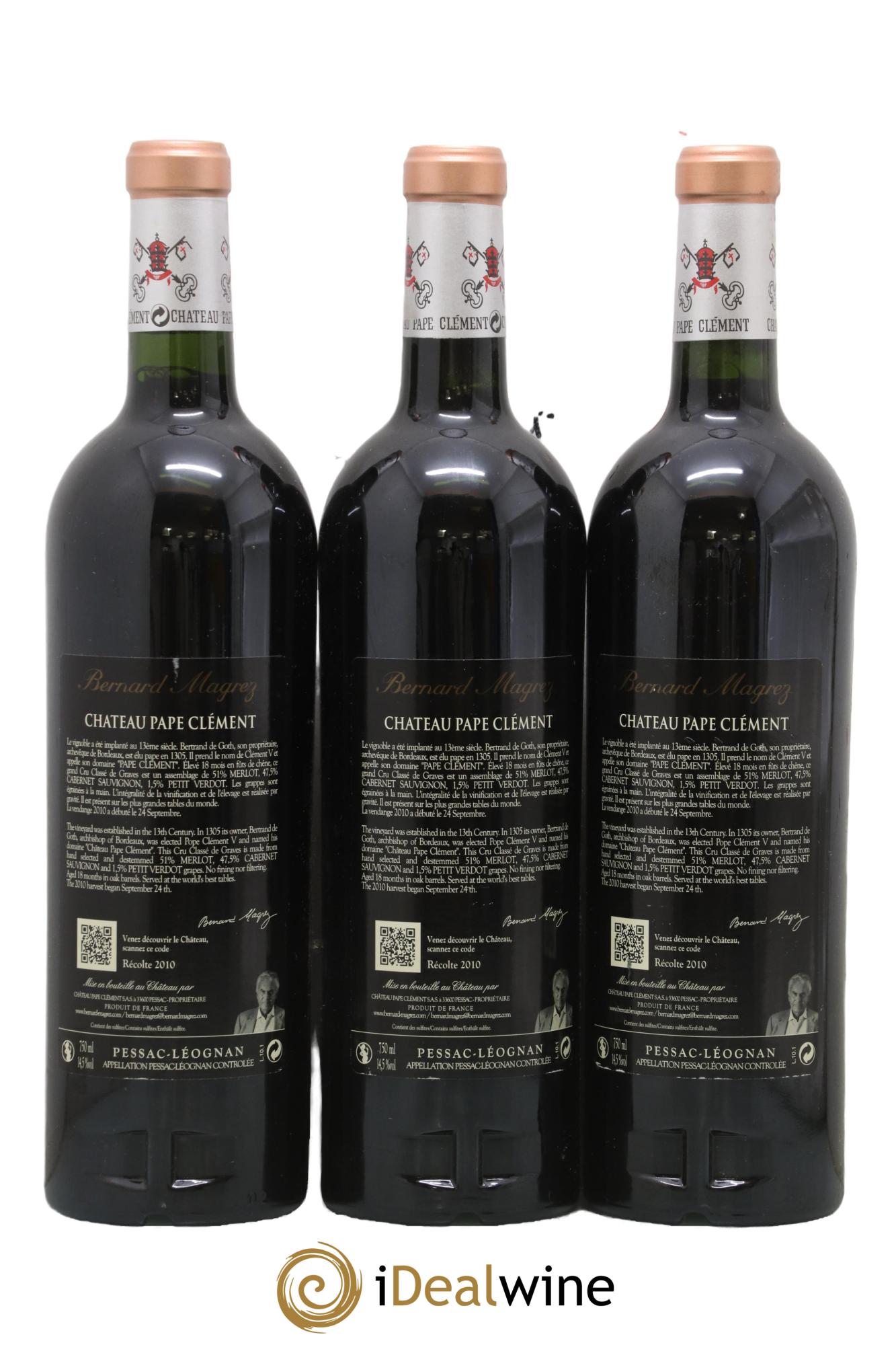 Château Pape Clément Cru Classé de Graves 2010 - Lot de 3 bouteilles - 1