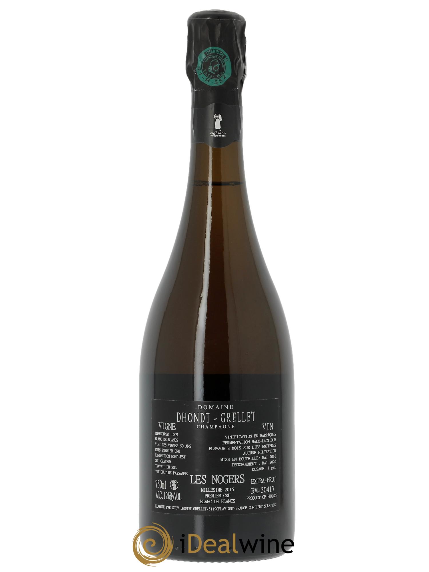 Les Nogers-Premier cru Blanc de Blancs Dhondt Grellet 2015 - Lot de 1 bouteille - 1