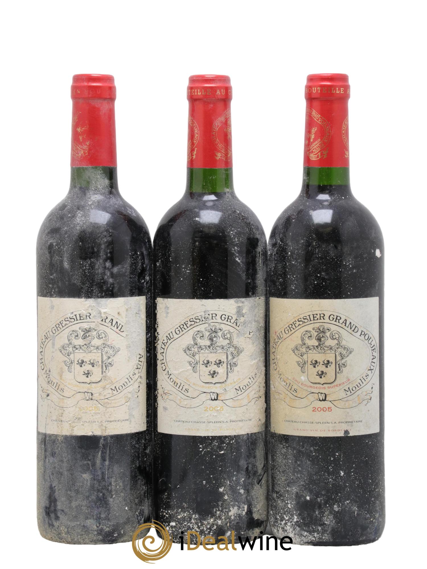 Château Gressier Grand Poujeaux Cru Bourgeois 2005 - Lotto di 3 bottiglie - 0