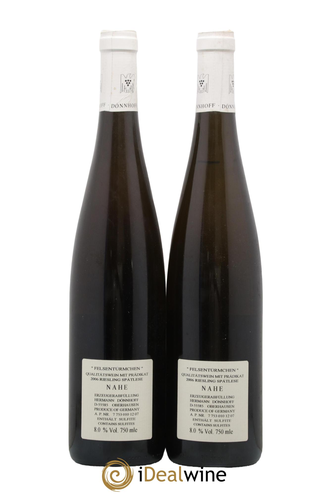 Allemagne Nahe Riesling Felsentürmchen Spätlese Dönnhof 2006 - Lot de 2 bouteilles - 1