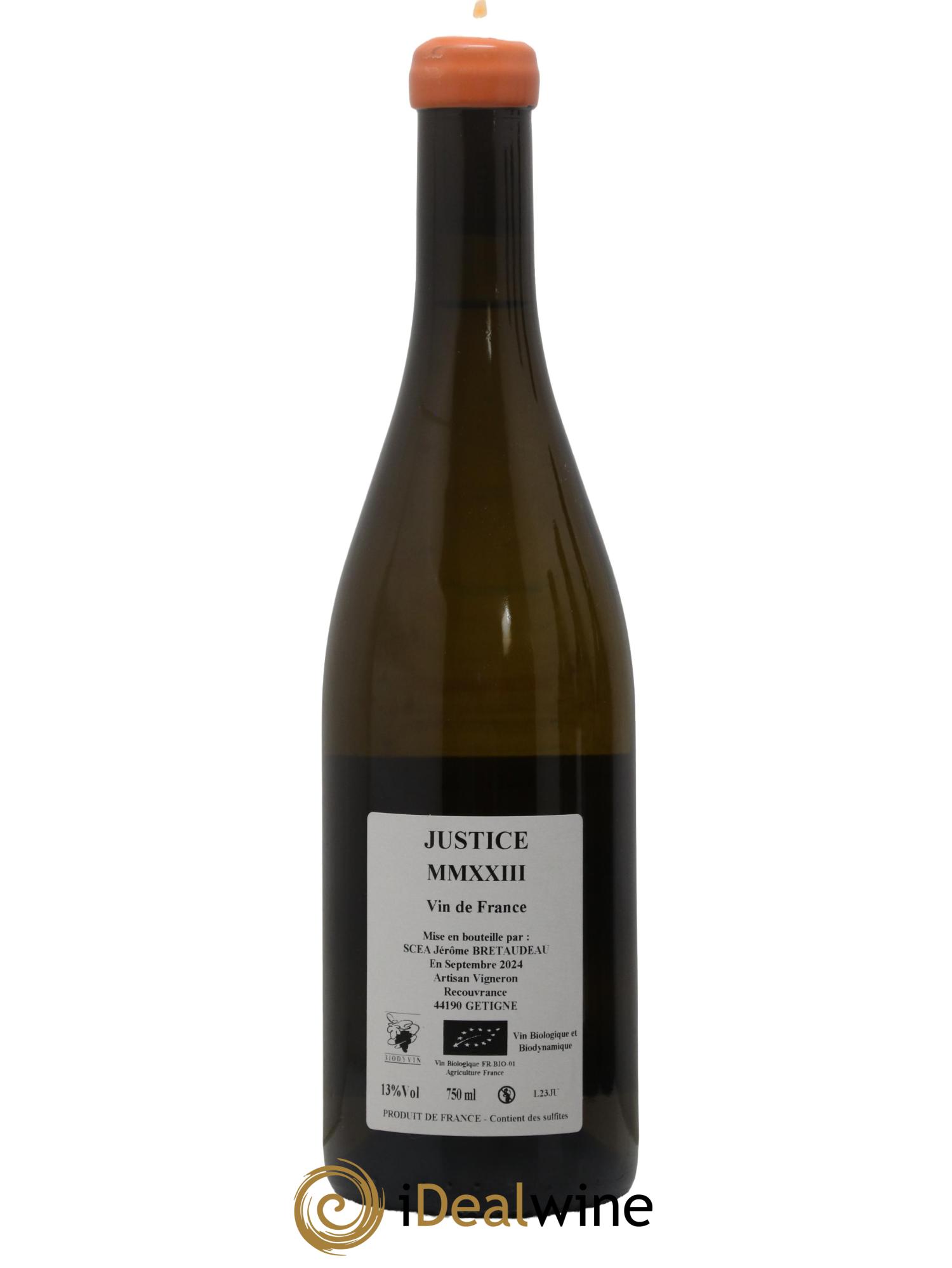 Vin de France La Justice Jérôme Bretaudeau - Domaine de Bellevue 2023 - Lot de 1 bouteille - 1