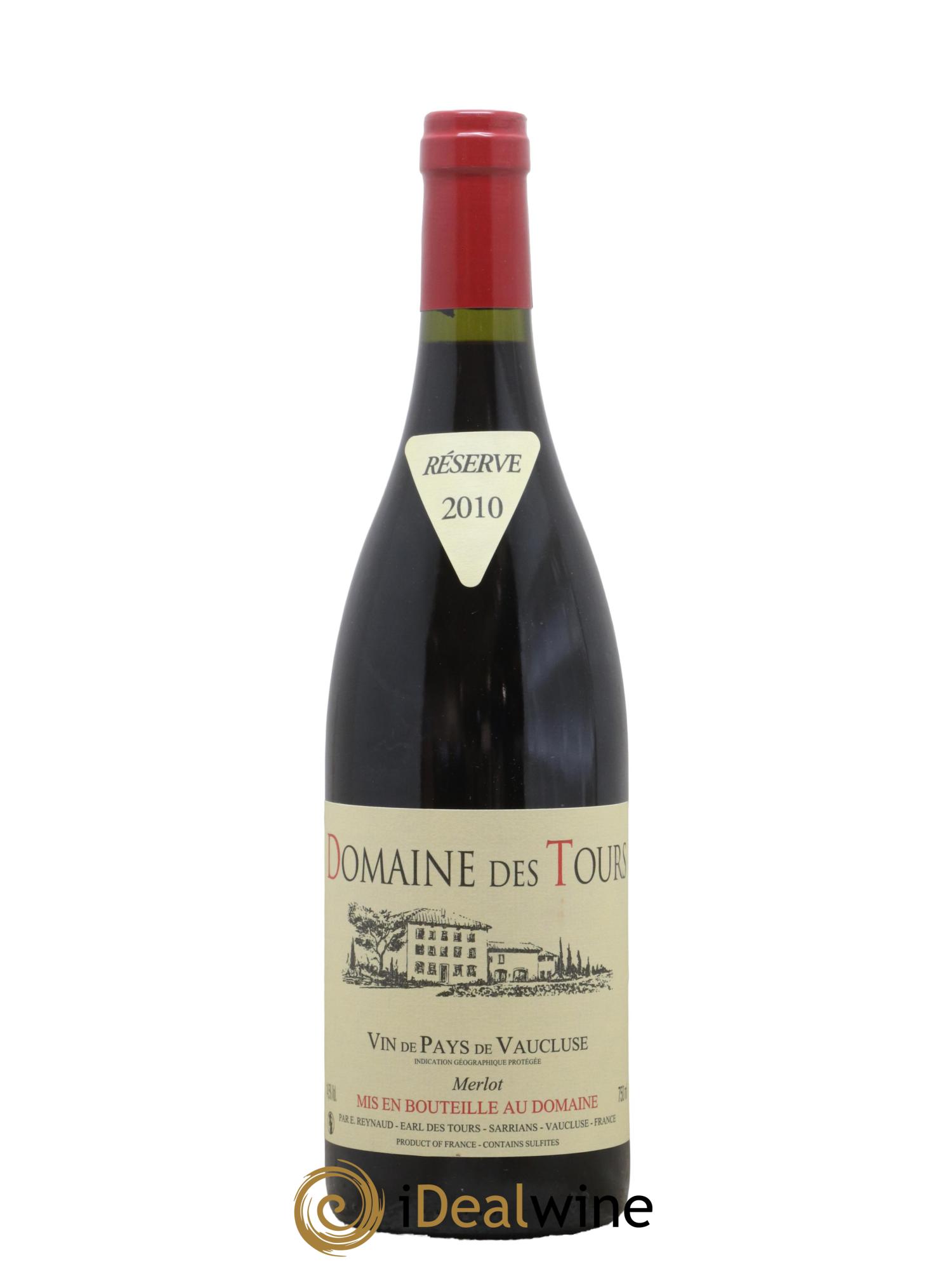 Vaucluse Domaine des Tours Merlot Emmanuel Reynaud 2010 - Lot de 1 bouteille - 0