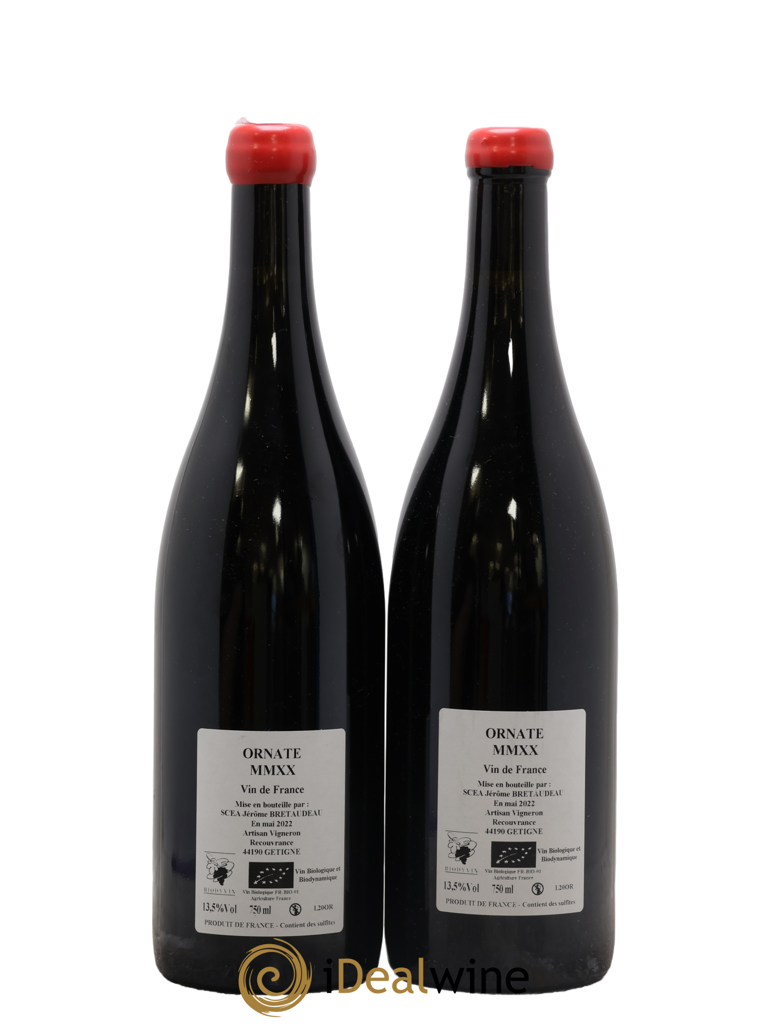 Vin de France Merlot Ornaté Jérôme Bretaudeau - Domaine de Bellevue 2020 - Posten von 2 Flaschen - 1