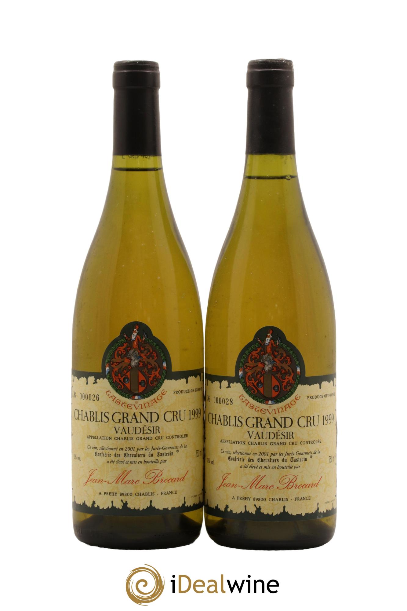 Chablis Grand Cru Vaudesir Jean-Marc Brocard (Domaine) Tastevinage 1999 - Lot de 2 bouteilles - 0