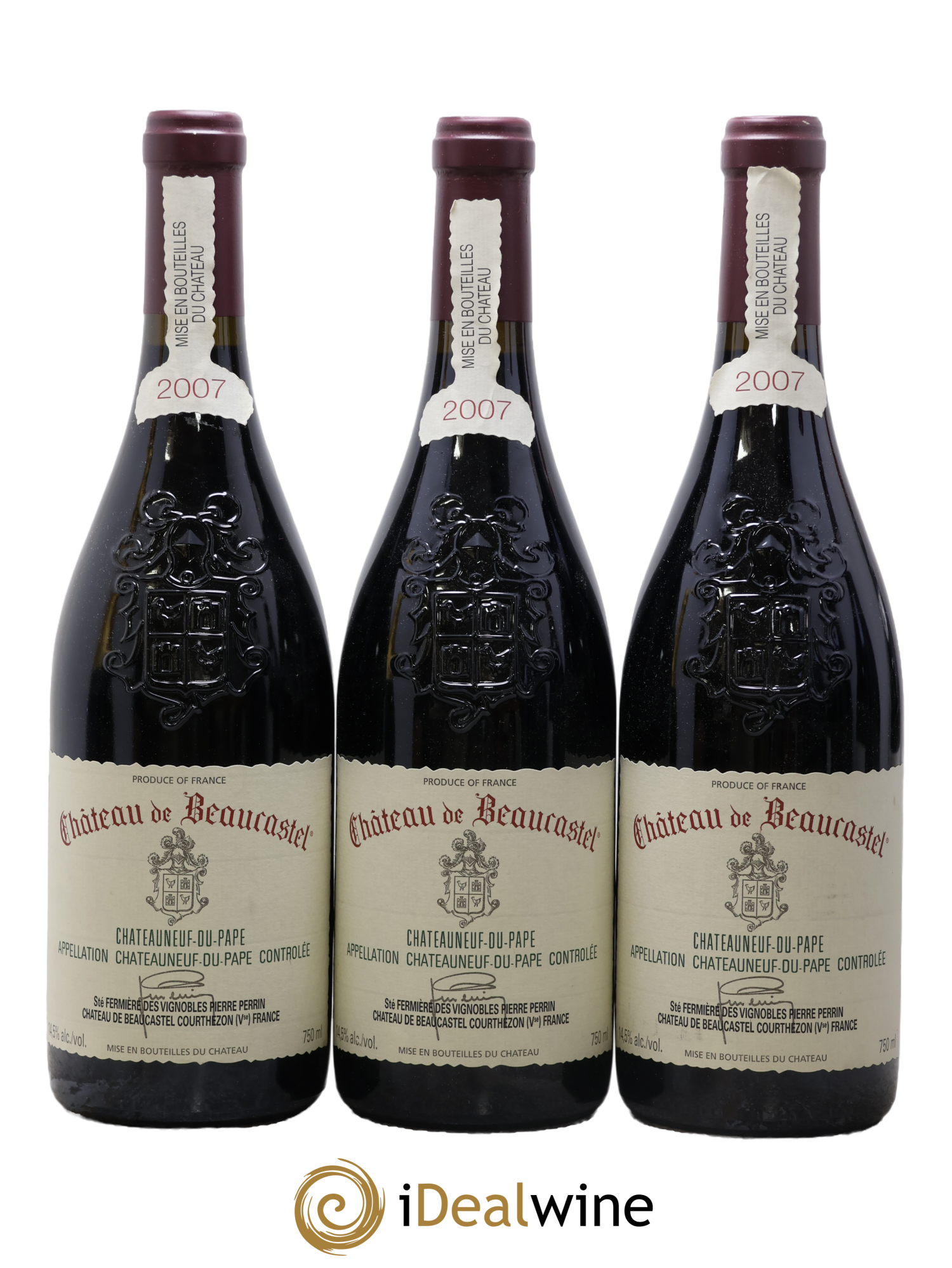 Châteauneuf-du-Pape Château de Beaucastel Famille Perrin 2007 - Lot of 3 bottles - 0