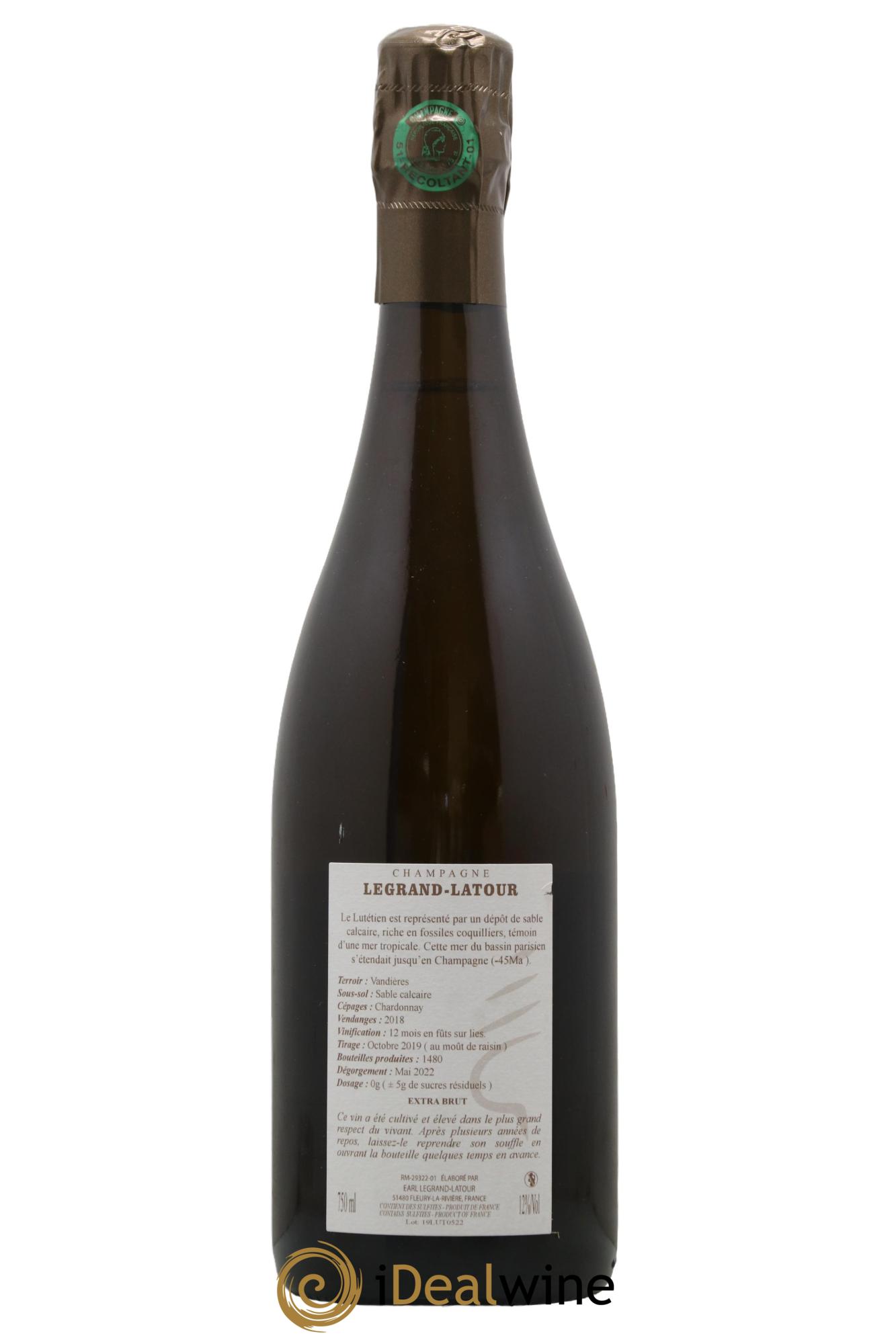 Lutétien Extra-Brut Legrand Latour 2018 - Lot de 1 bouteille - 1