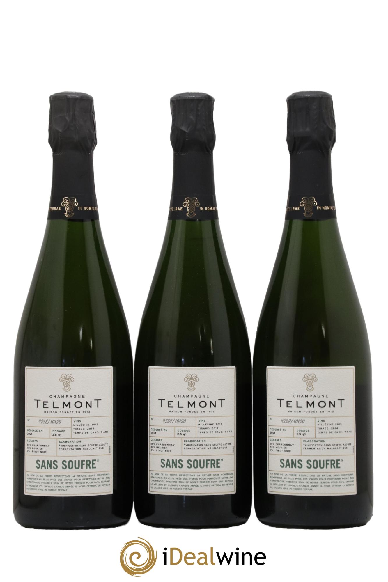 Champagne Sans Souffre Extra Brut Telmont 2013 - Lot de 3 bouteilles - 0