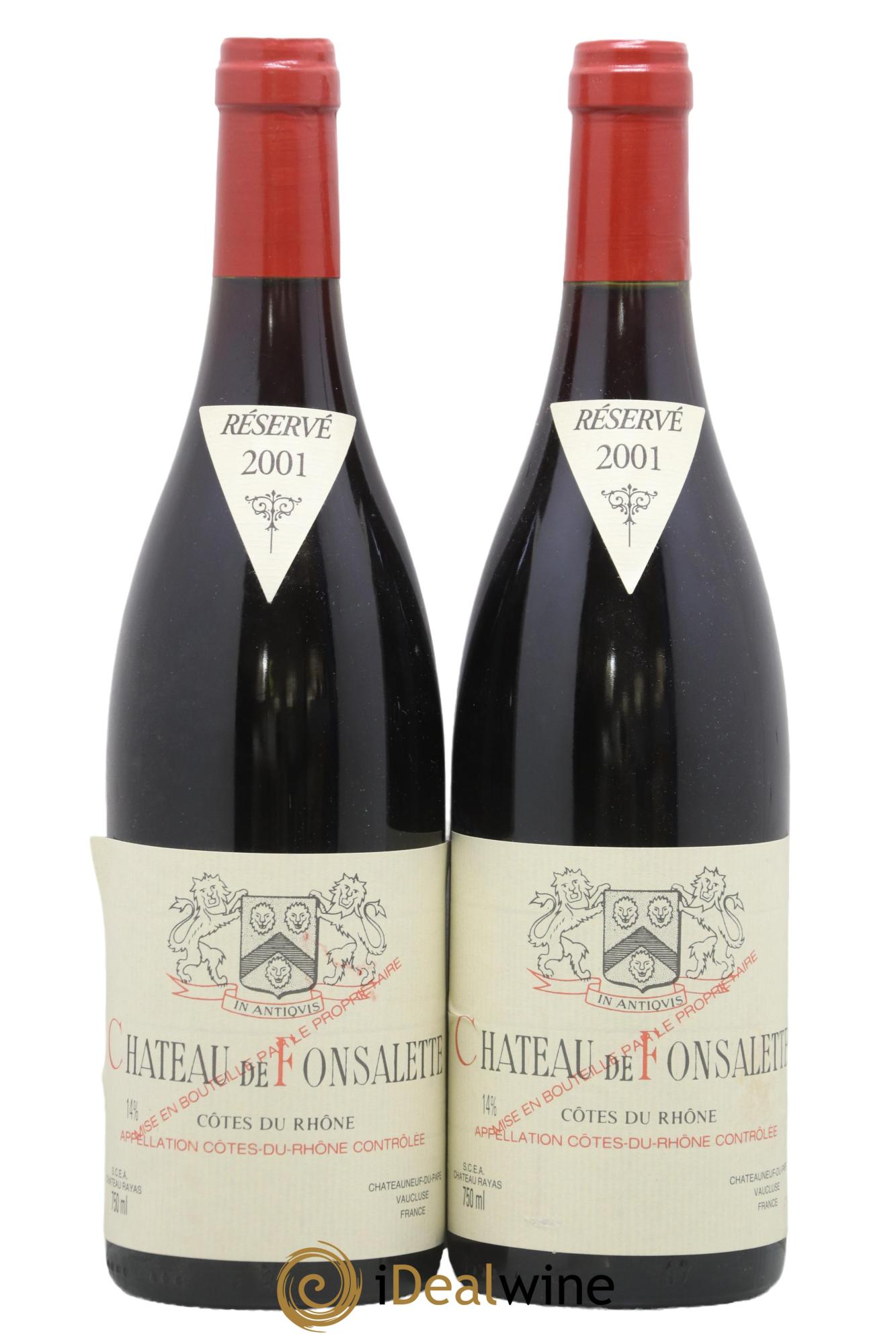 Côtes-du-Rhône Château de Fonsalette Emmanuel Reynaud 2001 - Lotto di 2 bottiglie - 0
