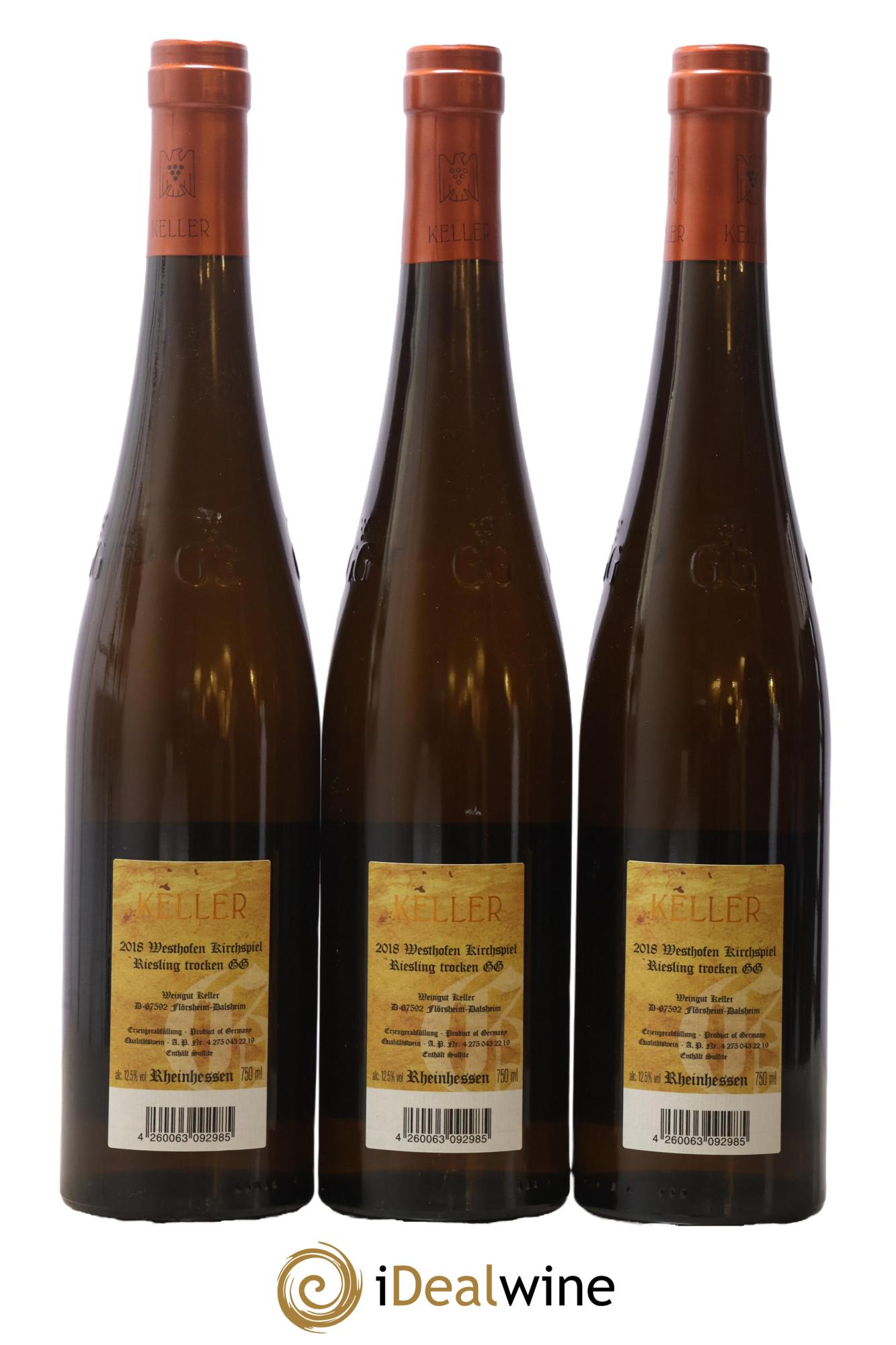 Riesling Trocken Westhofen Kirchspiel Keller 2018 - Posten von 3 Flaschen - 1