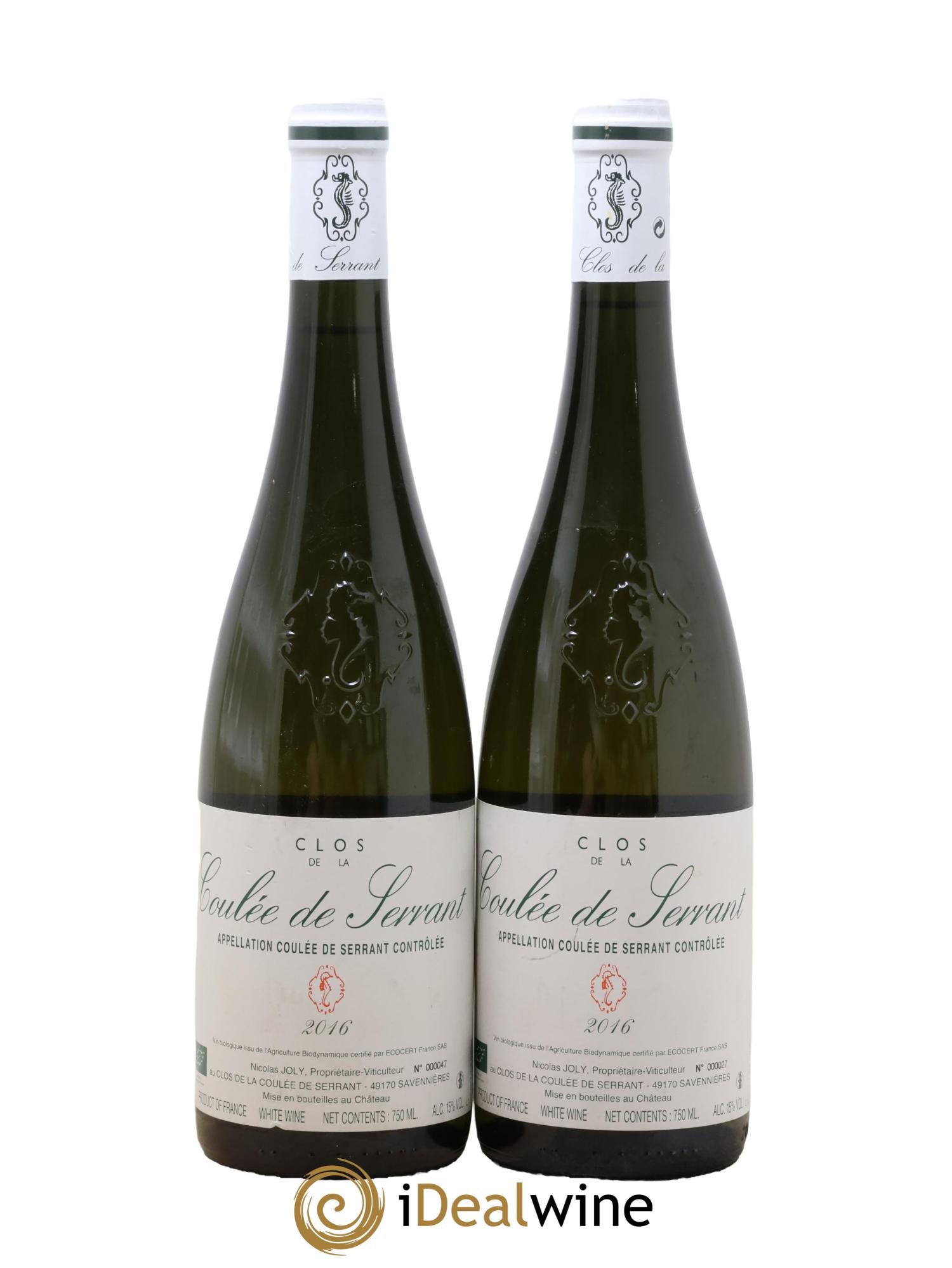 Savennières Clos de la Coulée de Serrant Vignobles de la Coulée de Serrant - Nicolas Joly 2016 - Lot of 2 bottles - 0