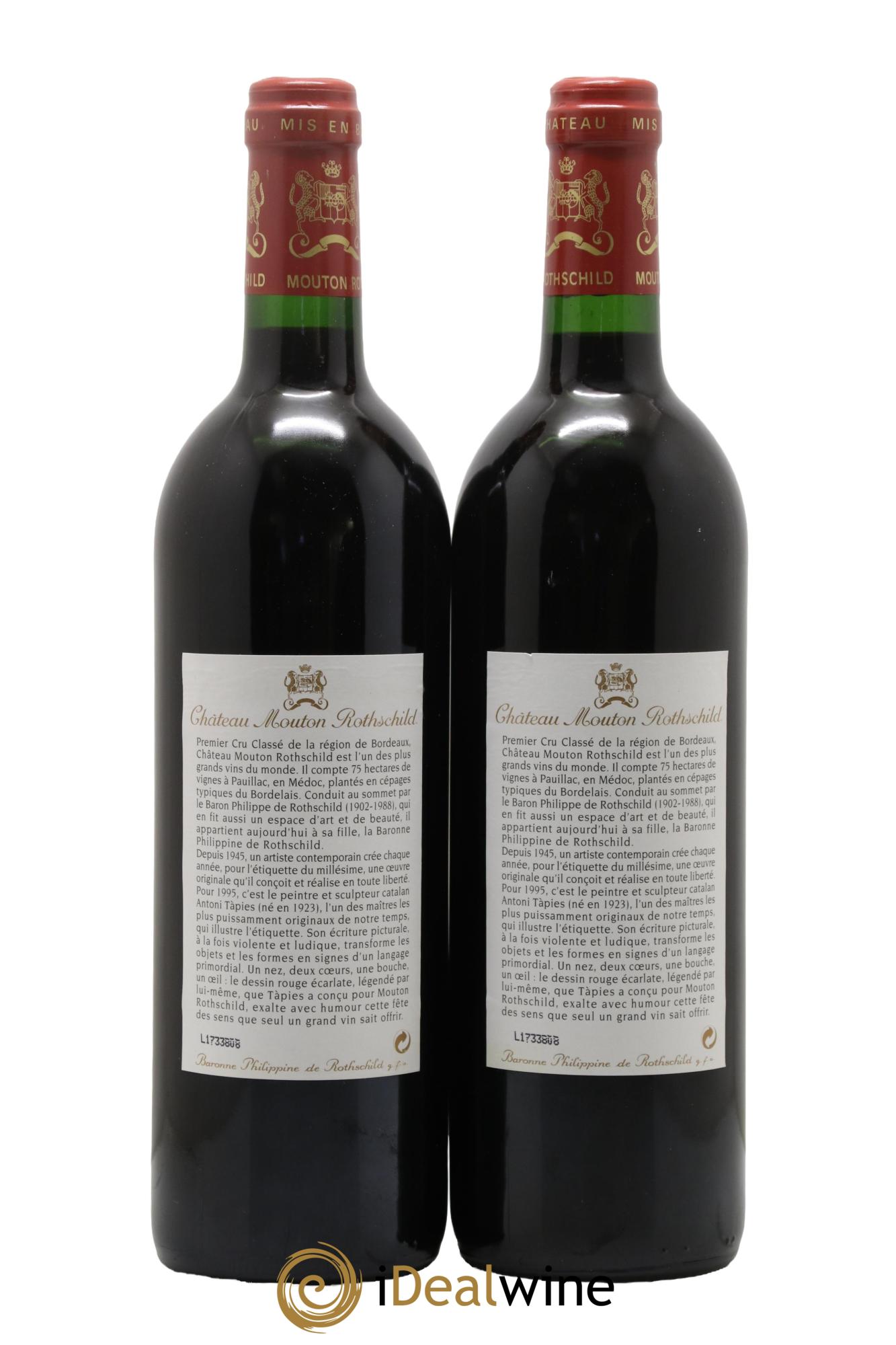 Château Mouton Rothschild 1er Grand Cru Classé 1995 - Lot of 2 bottles - 1