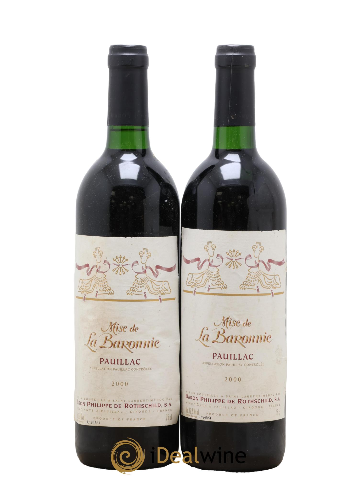 Pauillac Mise de la Baronnie 2000 - Lot of 2 bottles - 0