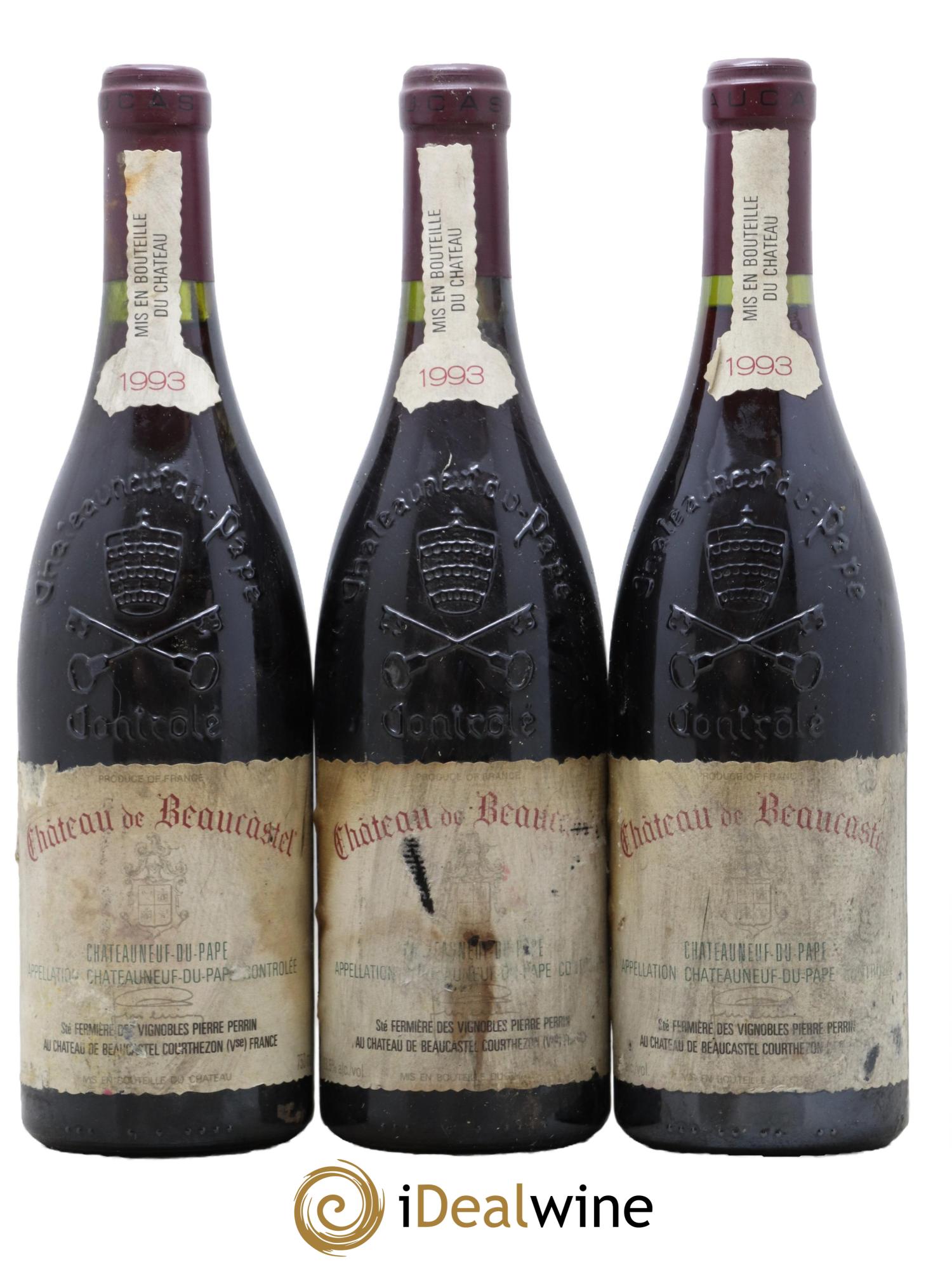 Châteauneuf-du-Pape Château de Beaucastel Famille Perrin 1993 - Lot de 3 bouteilles - 0