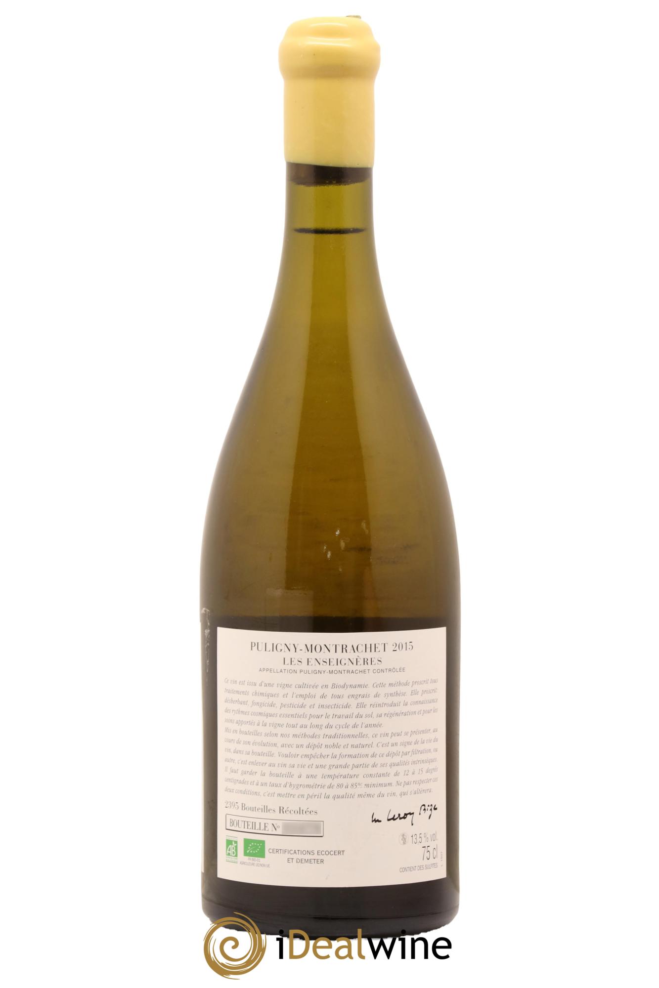 Puligny-Montrachet Les Enseignères d'Auvenay (Domaine) 2015 - Lot de 1 bouteille - 1