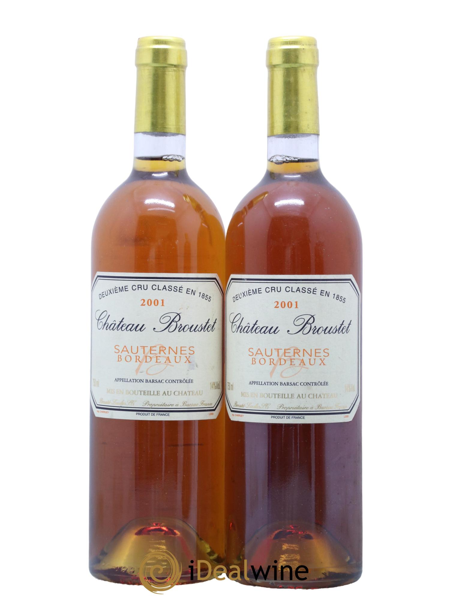Château Broustet 2ème Grand Cru Classé 2001 - Lotto di 2 bottiglie - 0