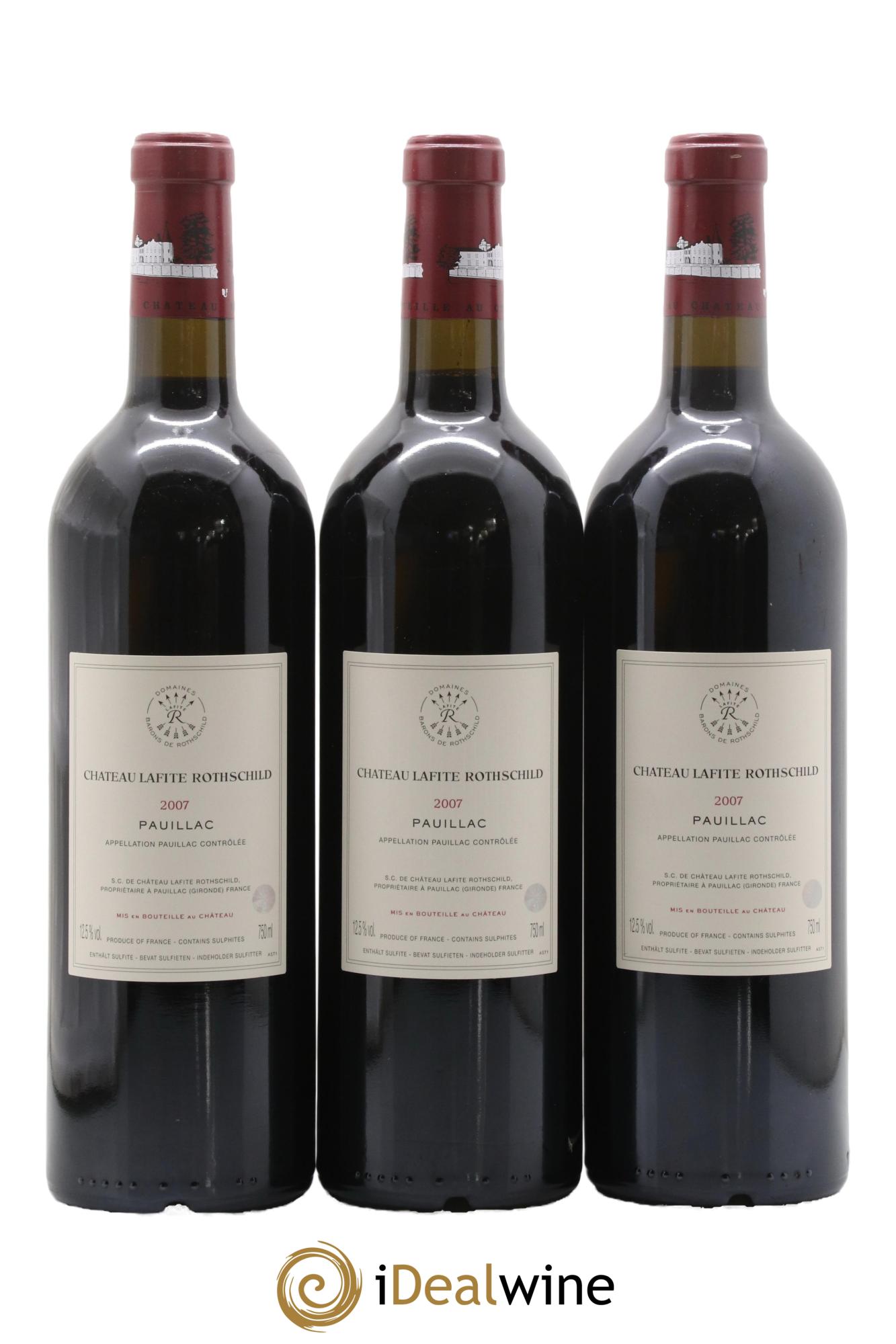 Château Lafite Rothschild 1er Grand Cru Classé 2007 - Lot de 3 bouteilles - 1