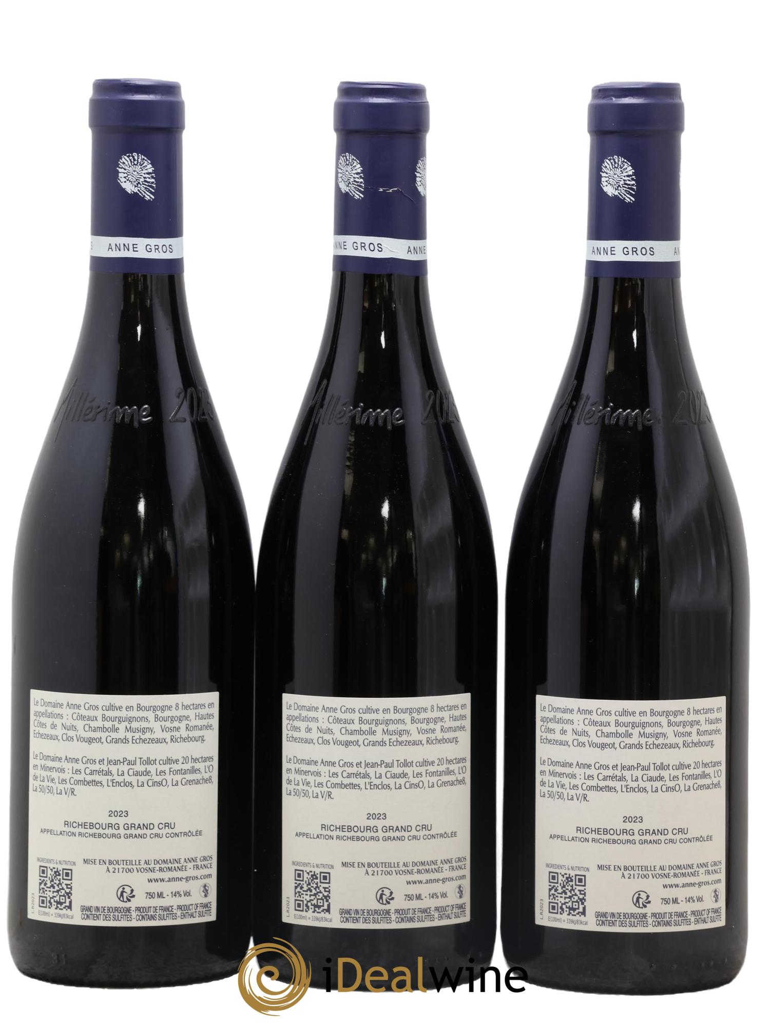 Richebourg Grand Cru Anne Gros 2023 - Lot de 3 bouteilles - 1