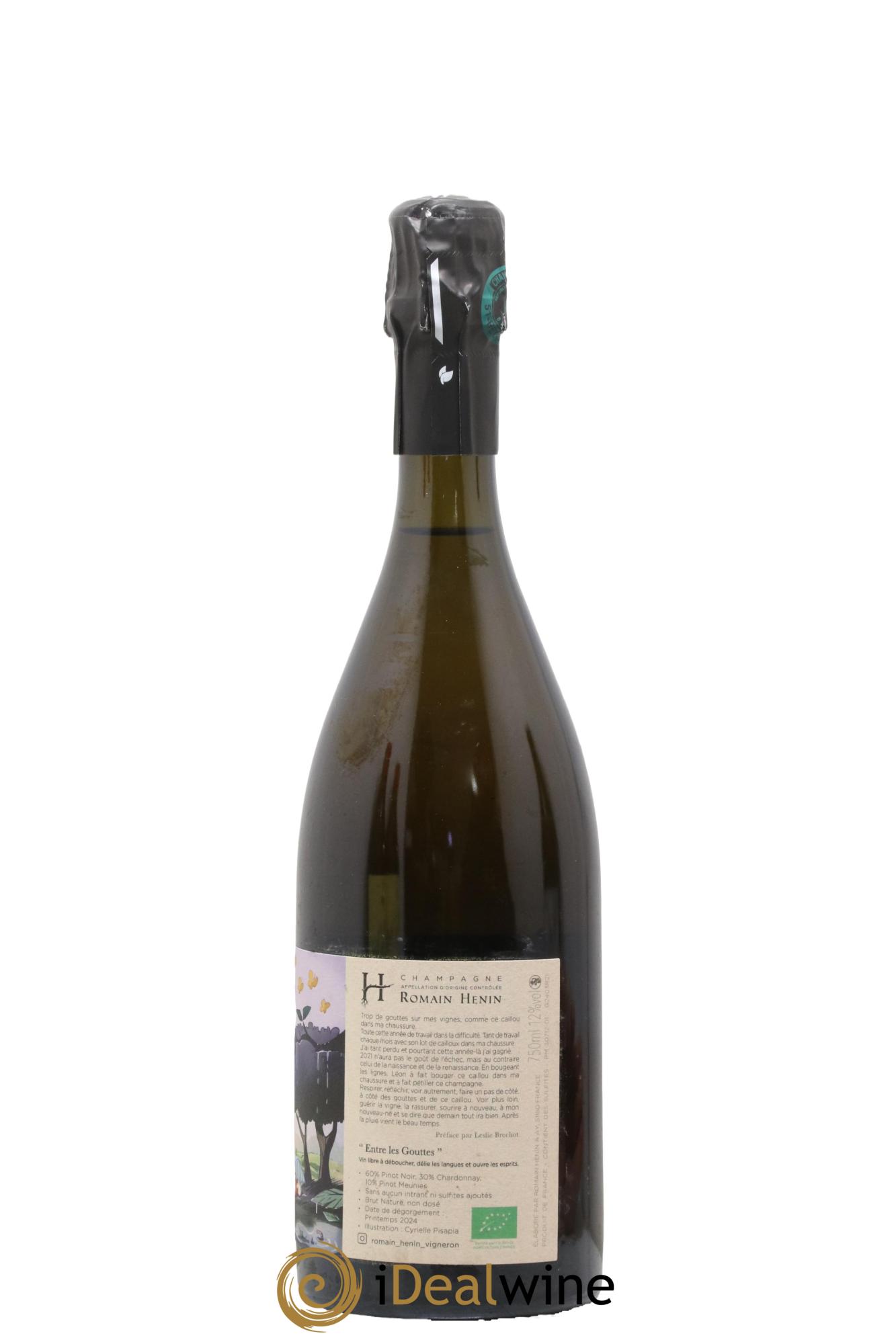 Champagne Entre Les Gouttes Maison Romain Henin - Lot de 1 bouteille - 1
